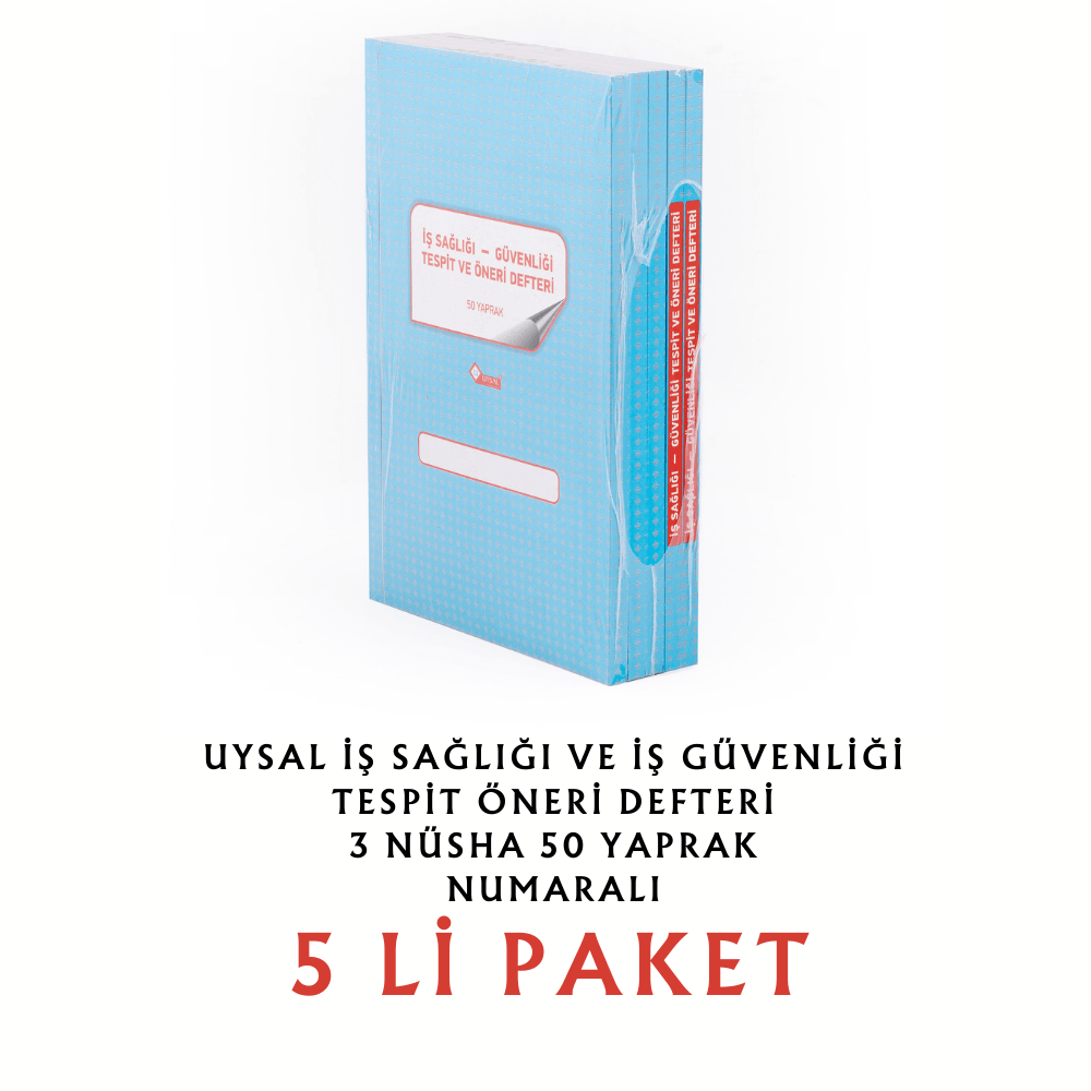 UYSAL İş Sağlığı Ve İş Güvenliği Tespit Öneri Defteri 3 Nüsha 50 Yp. (1-50) Numaralı (5 Lİ PAKET)