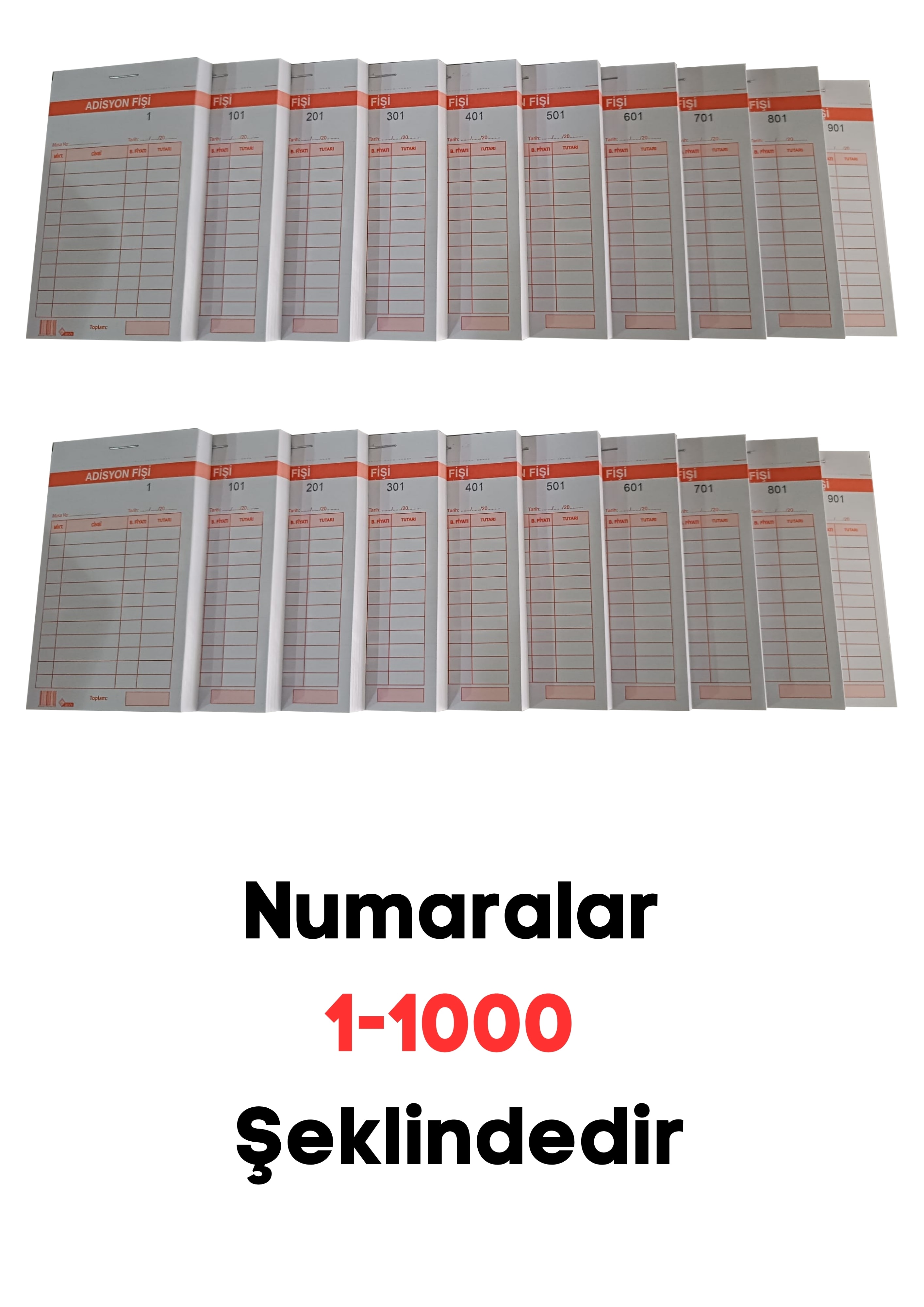 UYSAL Adisyon Fişi 7,5 Cm.x12 Cm.(garson) Tek Nüsha 1.hamur 70 Gr (20 Li Paket)