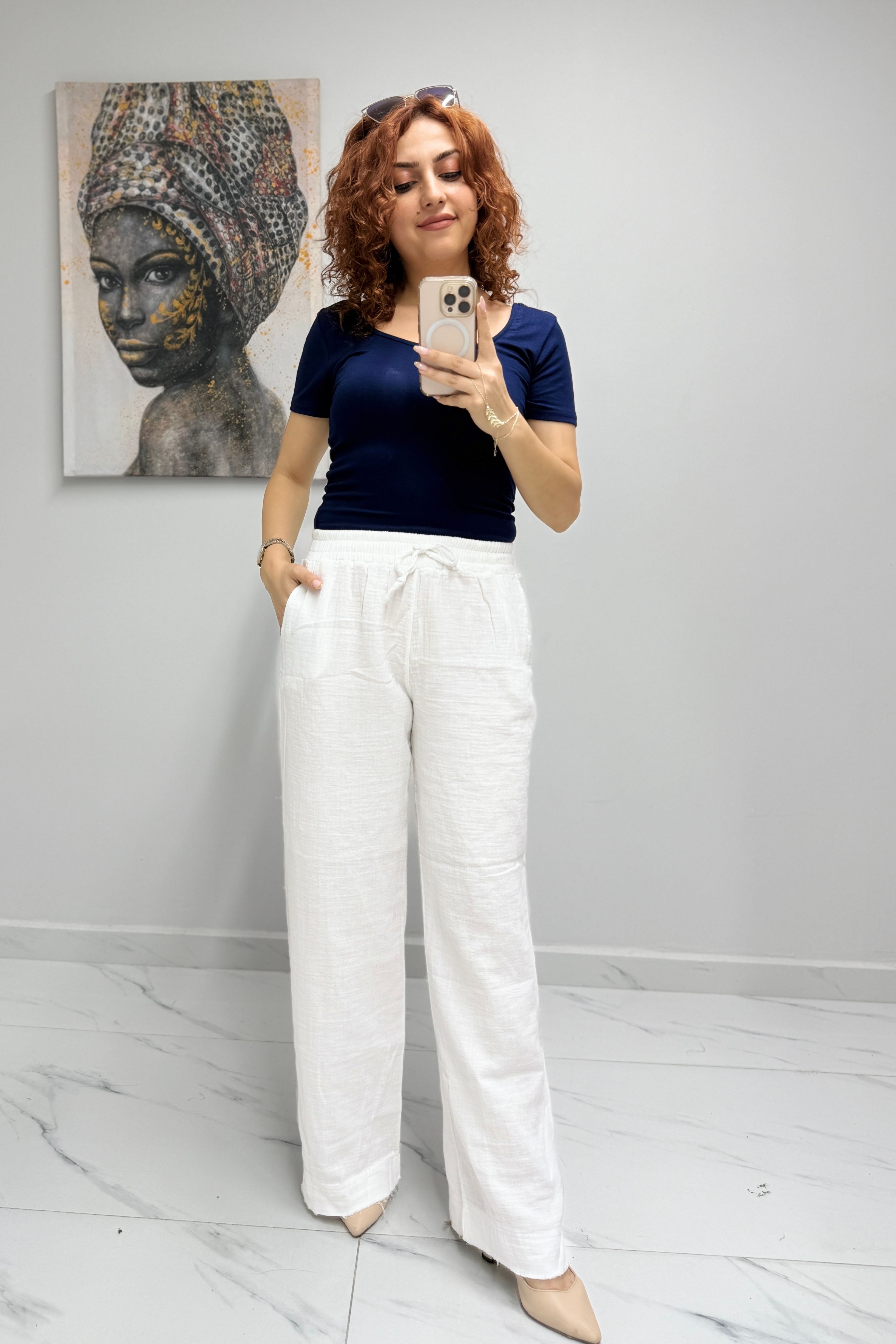 Paçası Püsküllü Müslin Pantolon