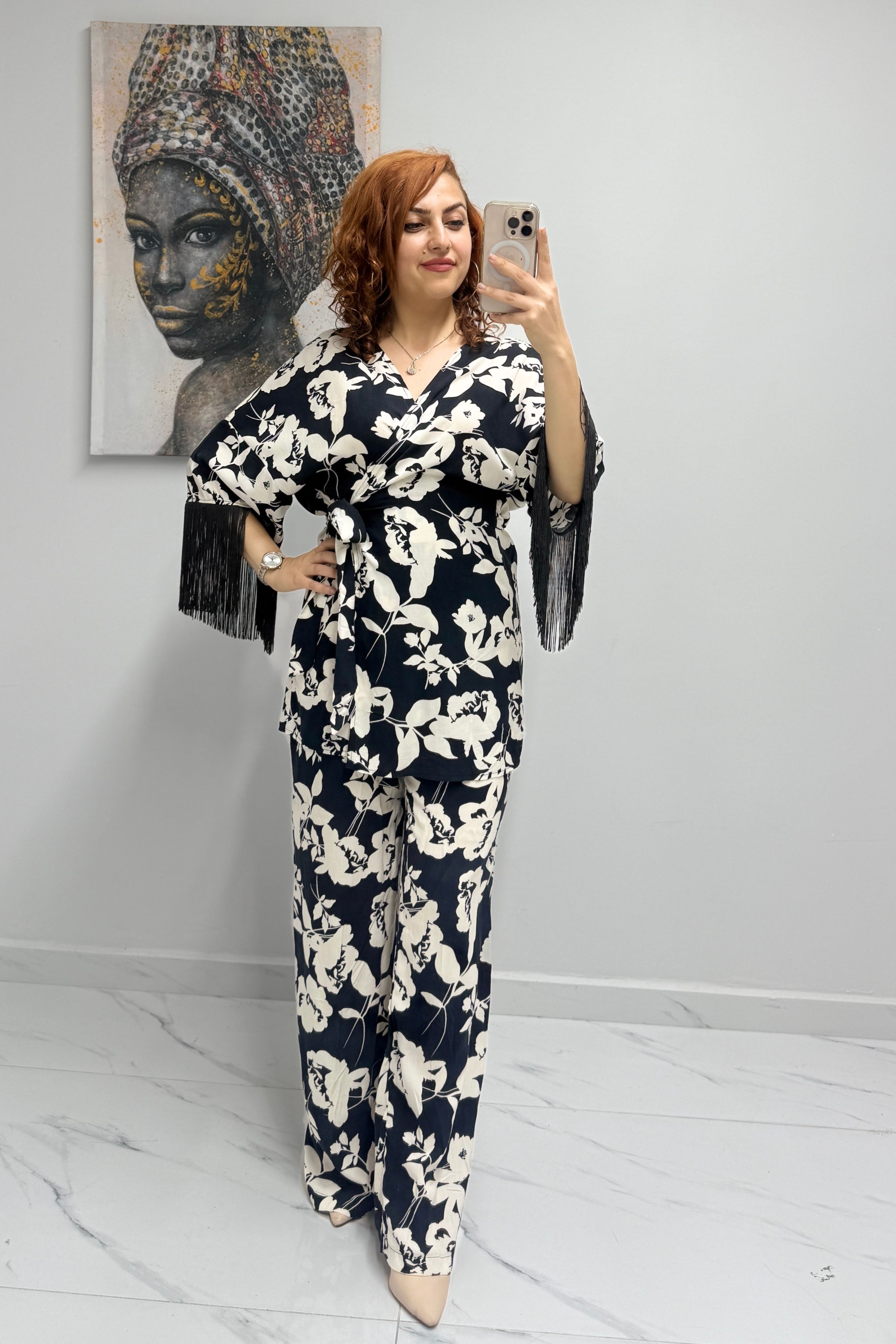 Kol Püskül Detaylı Kimono Takım