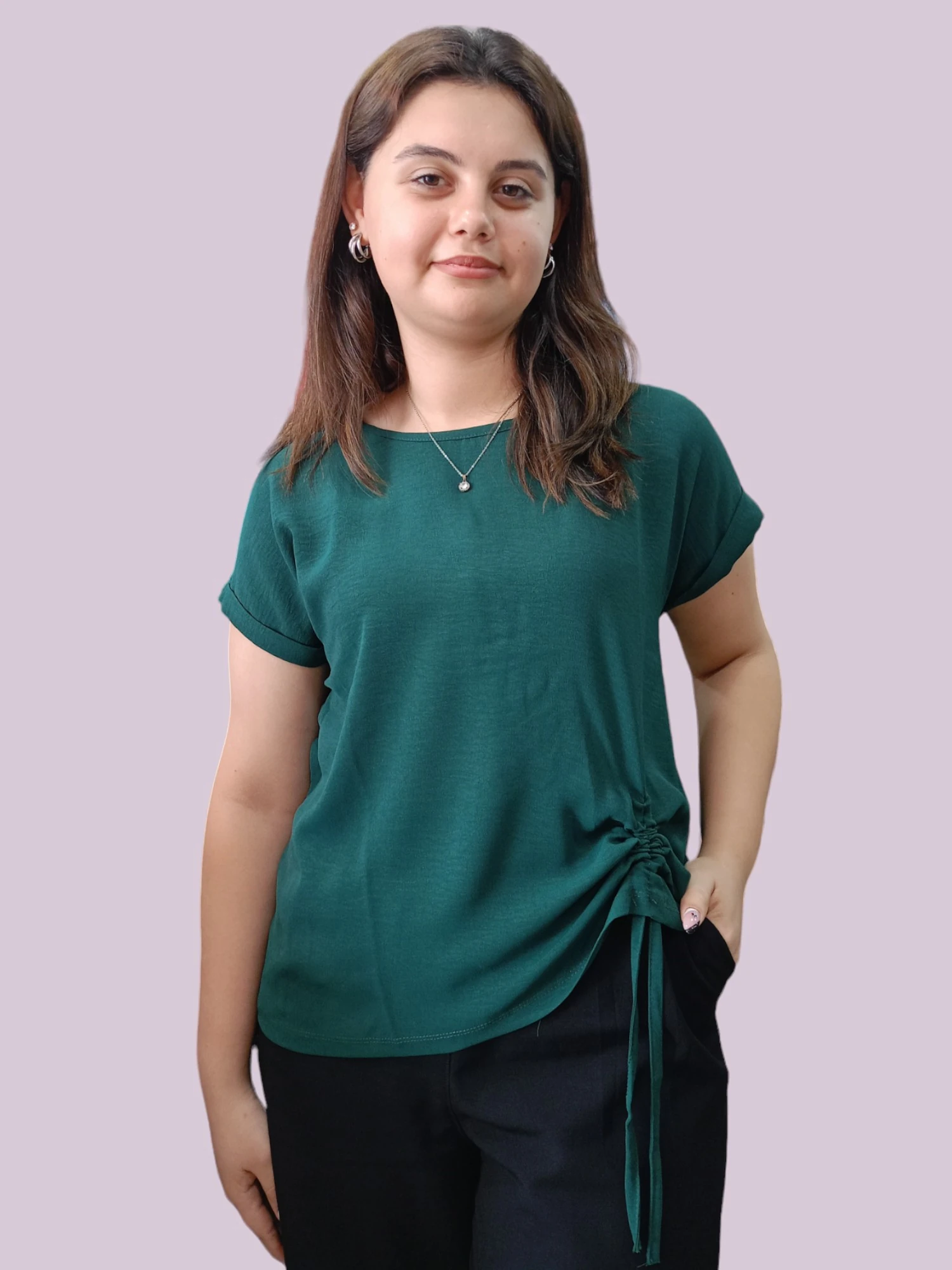 Yan Büzgülü Ayrobin Bluz