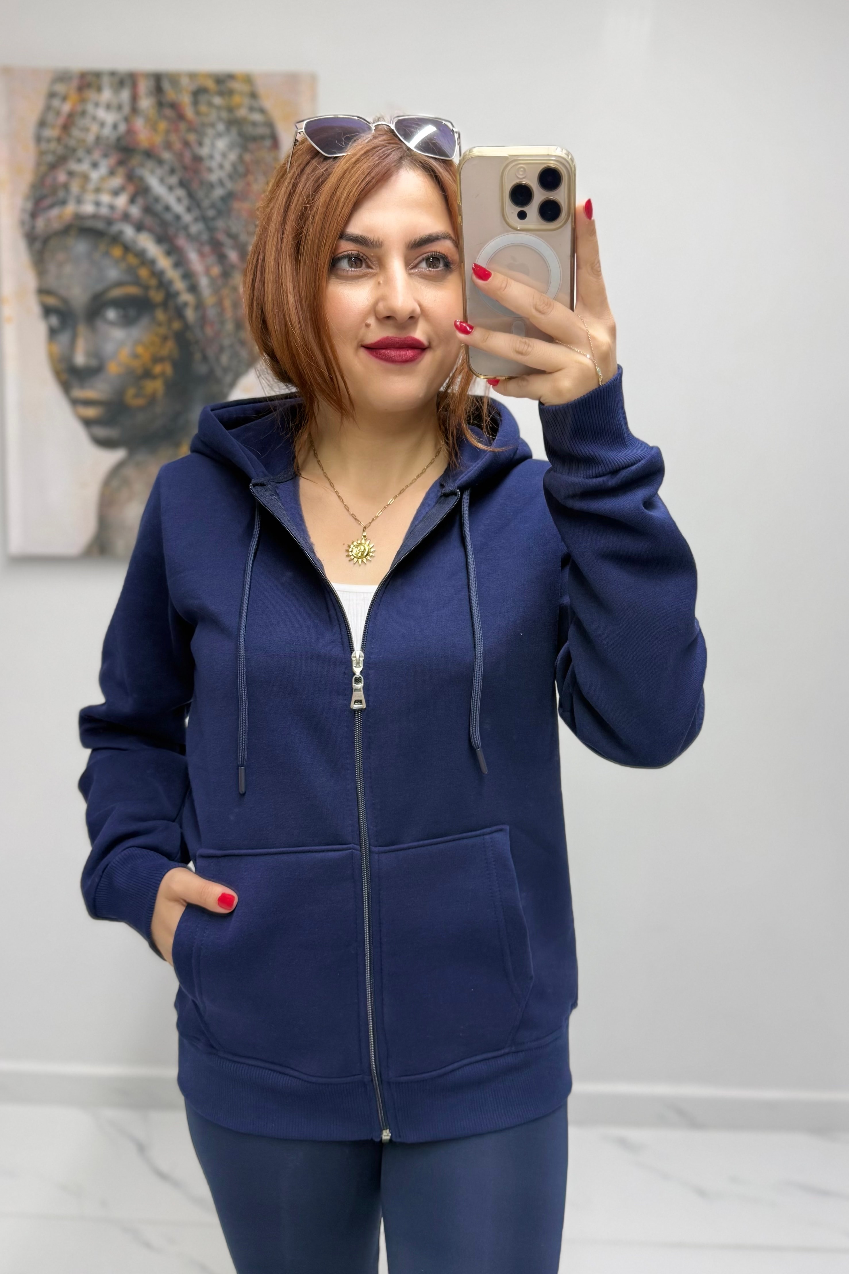 Kapşonlu Üç İplik Sweat Ceket