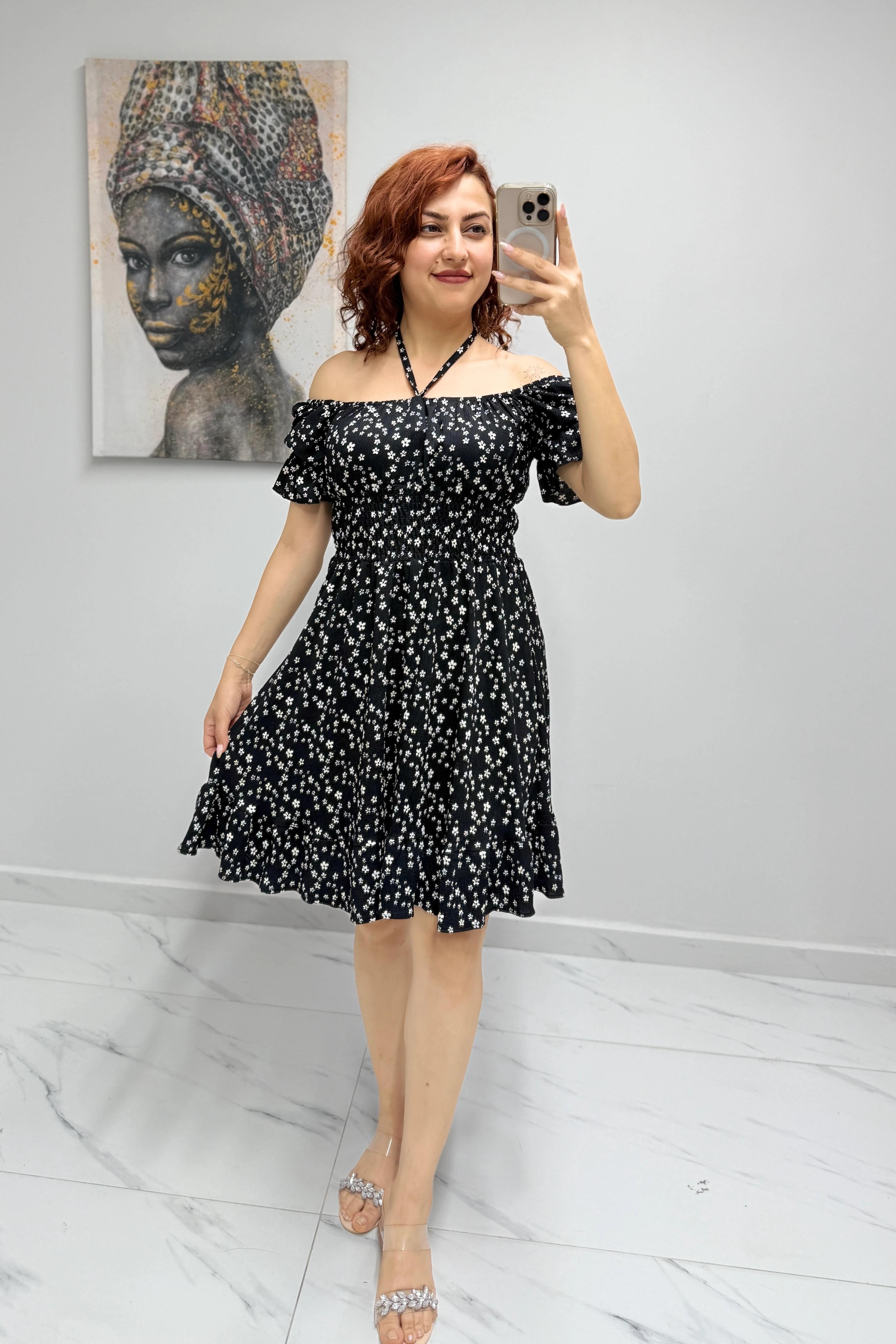 Gipeli Kısa Kol Bürümcük Elbise