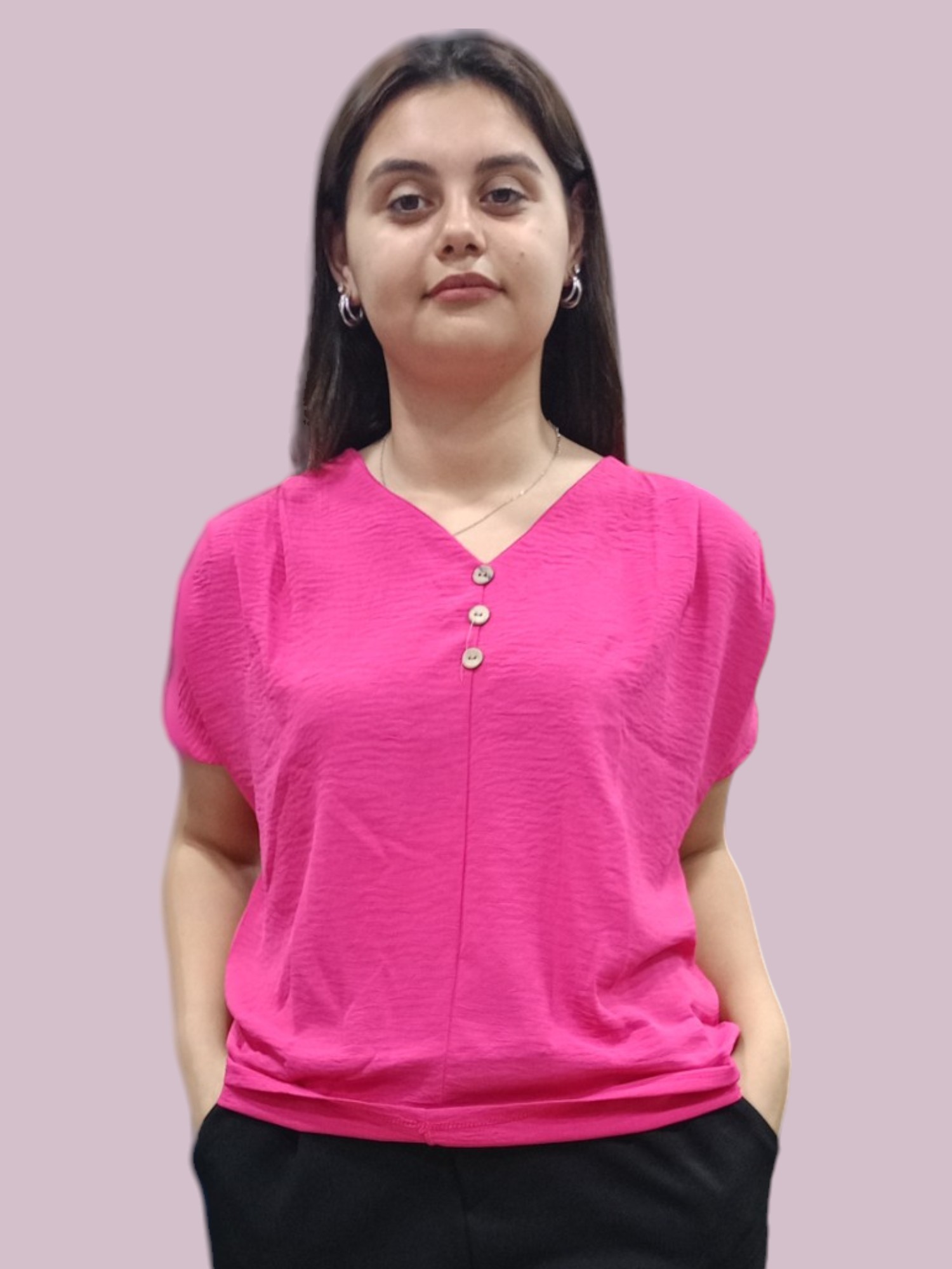 Üç Düğmeli Ayrobin Bluz