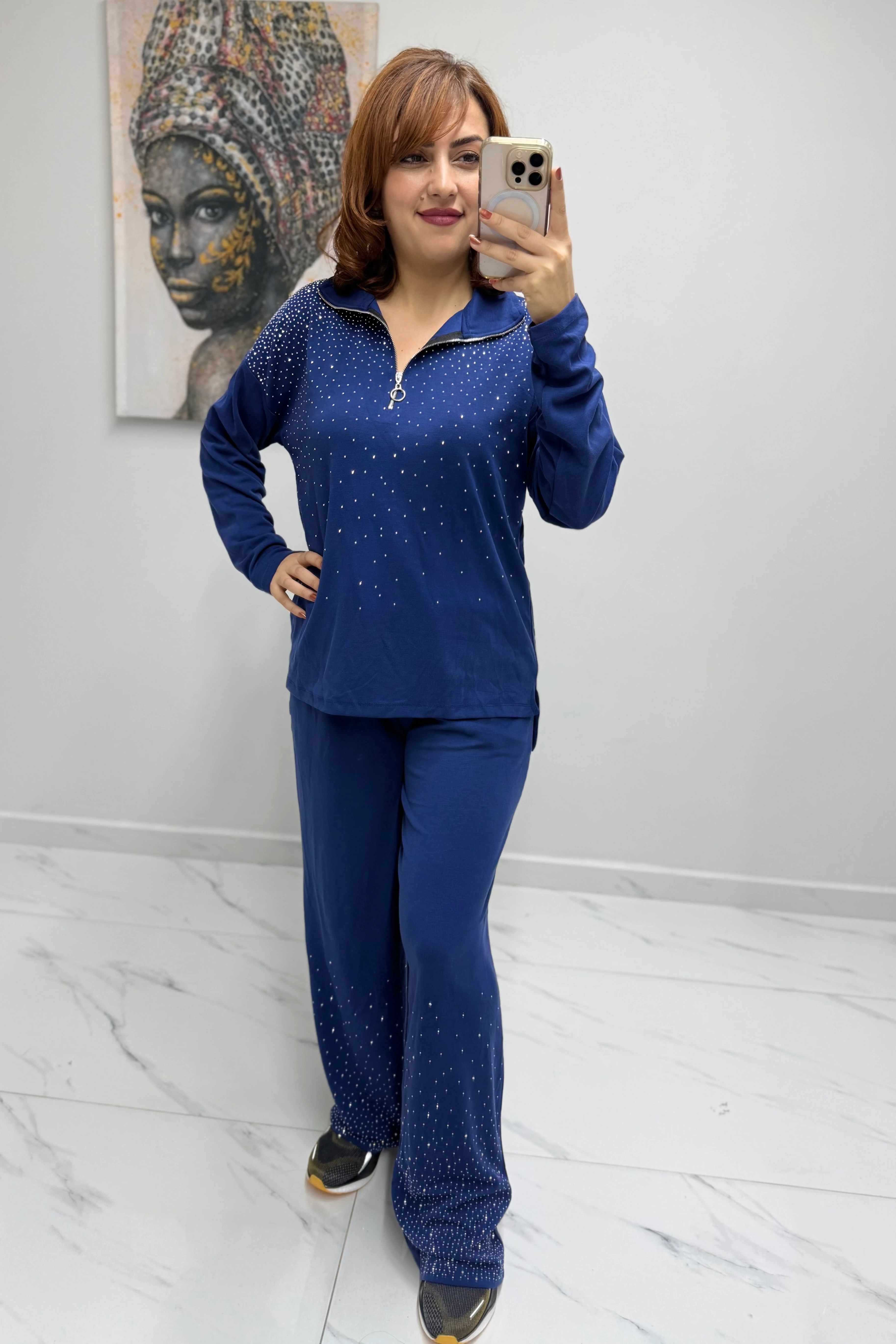 Fermuarlı Taşlı Takım