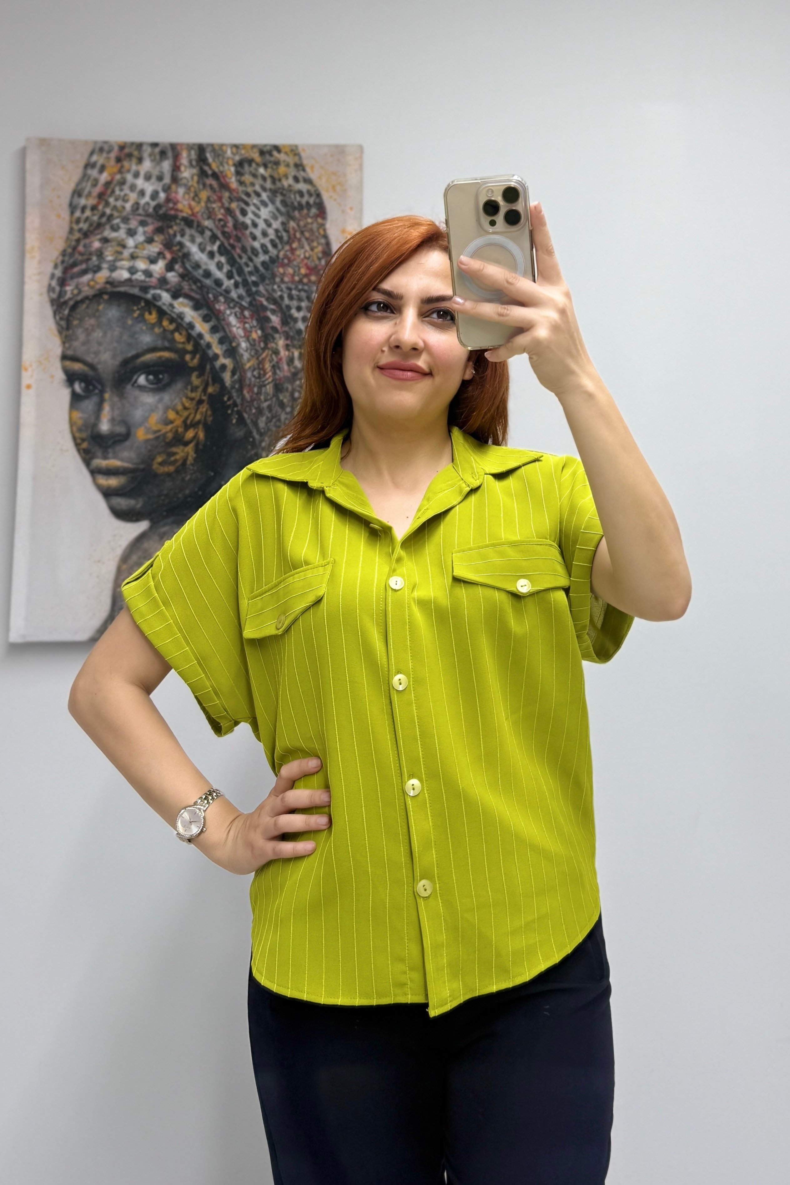 Eliza Çizgili Yarım Kol Gömlek