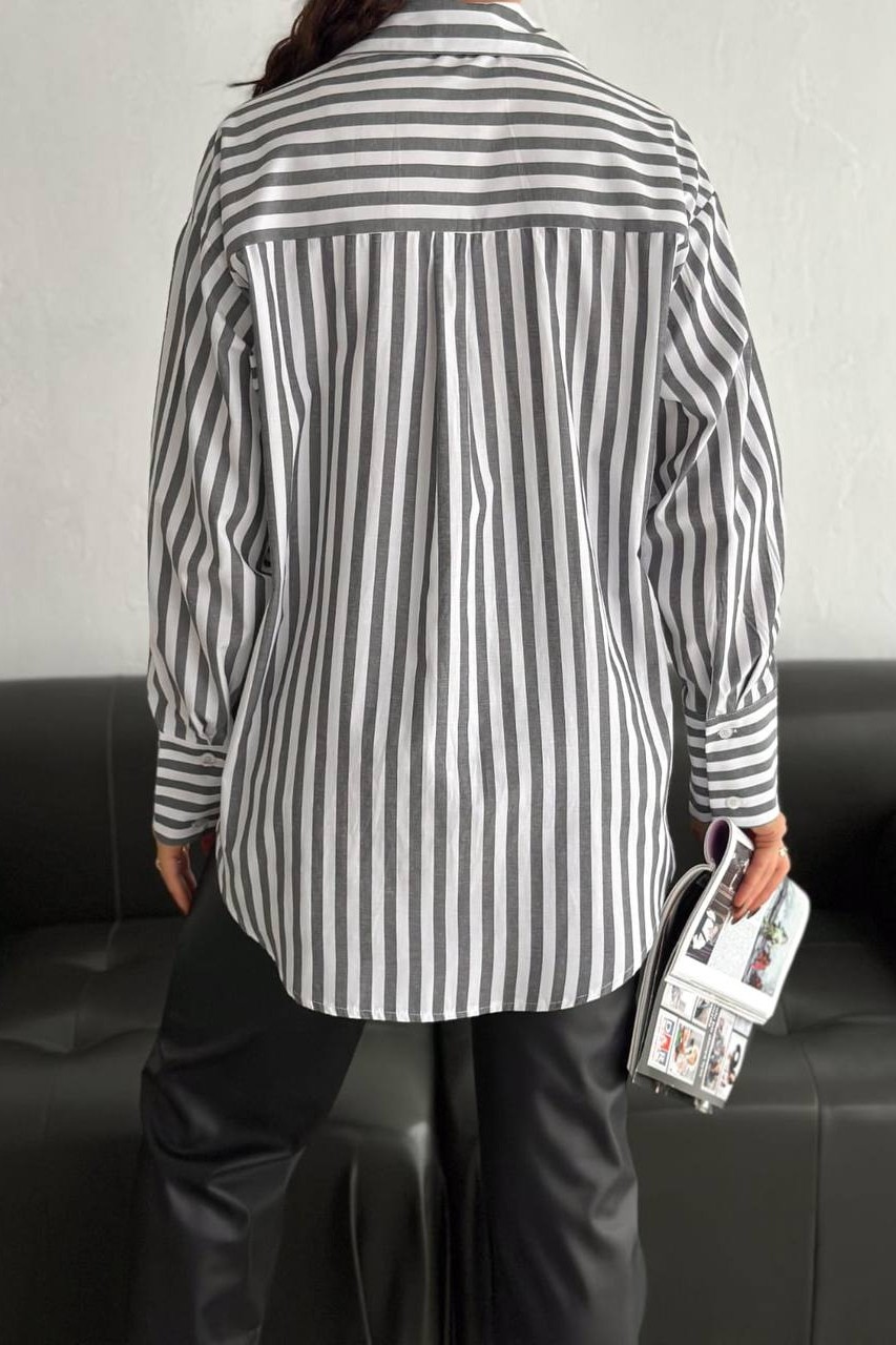 Oversize Çizgili Gömlek