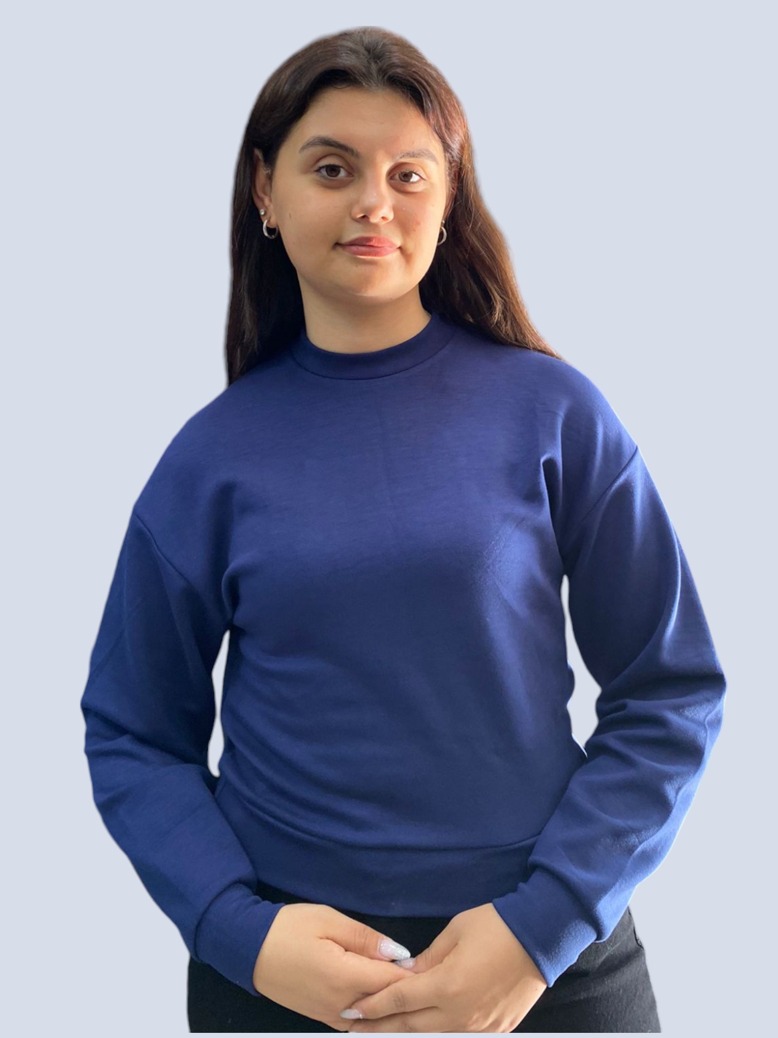 Modal Kumaş Bisiklet Yaka Kısa Sweatshirt