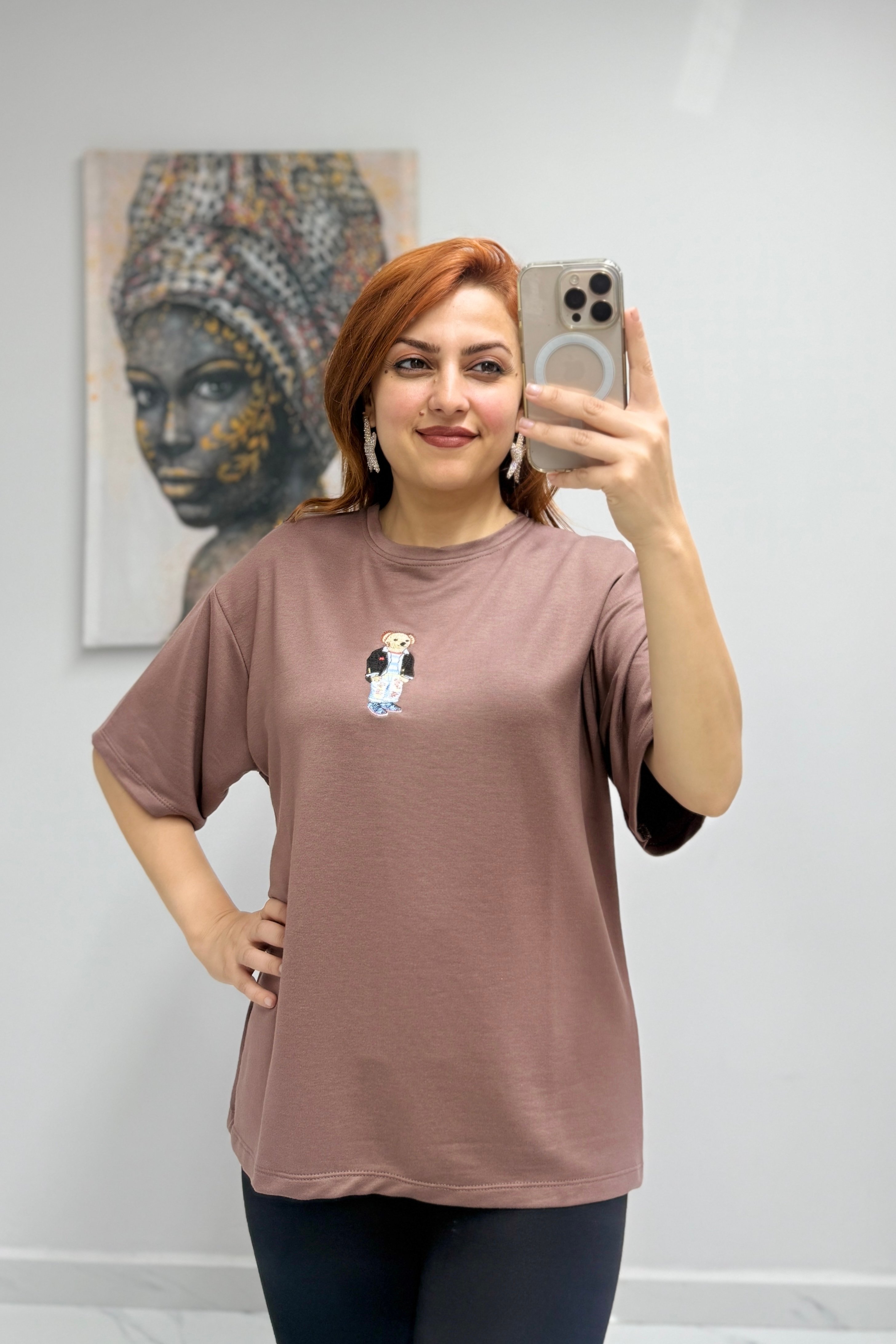 Kristal Kumaş Ayıcık Nakışlı Bluz