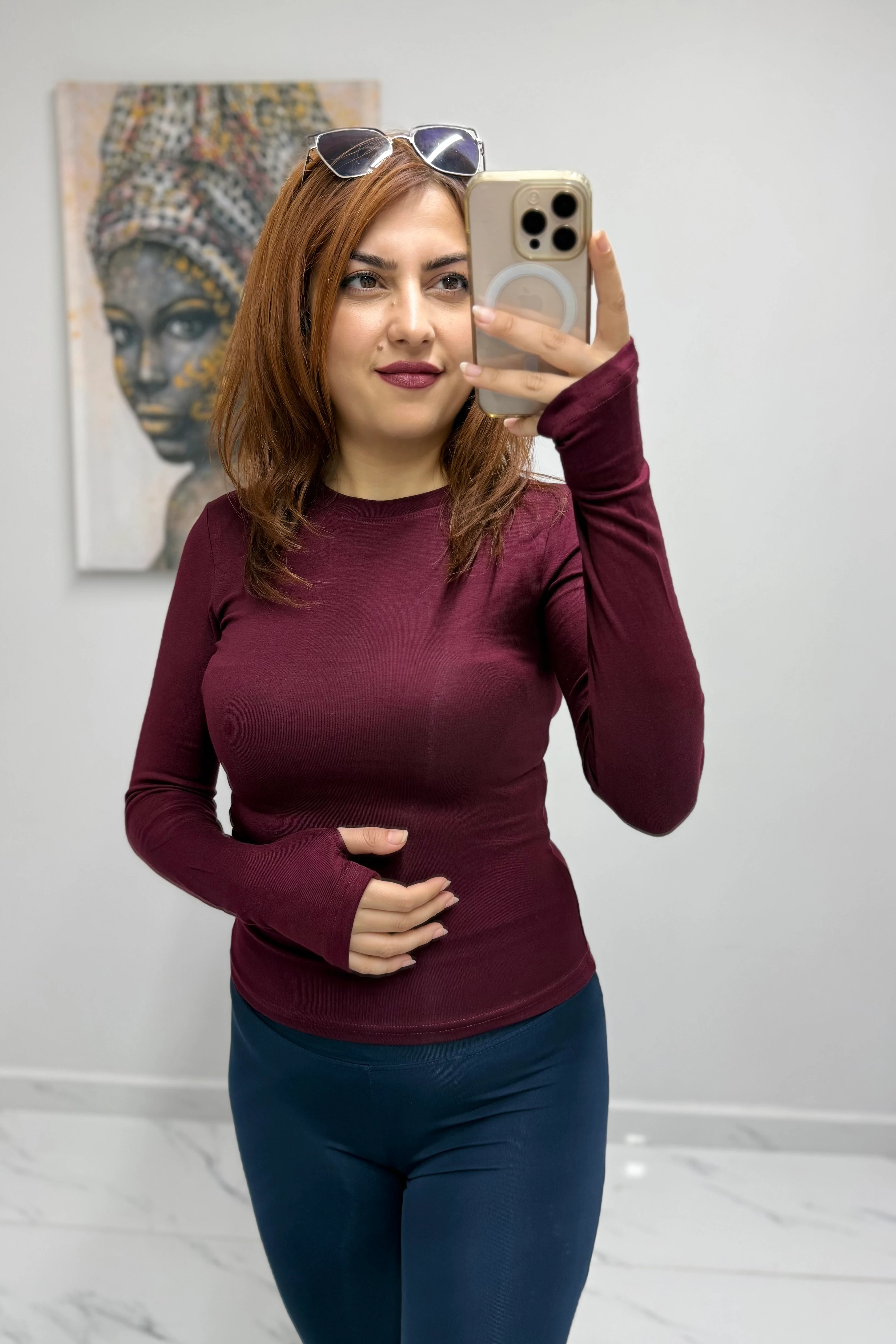 Sıfır Yaka Parmak Geçmeli Body