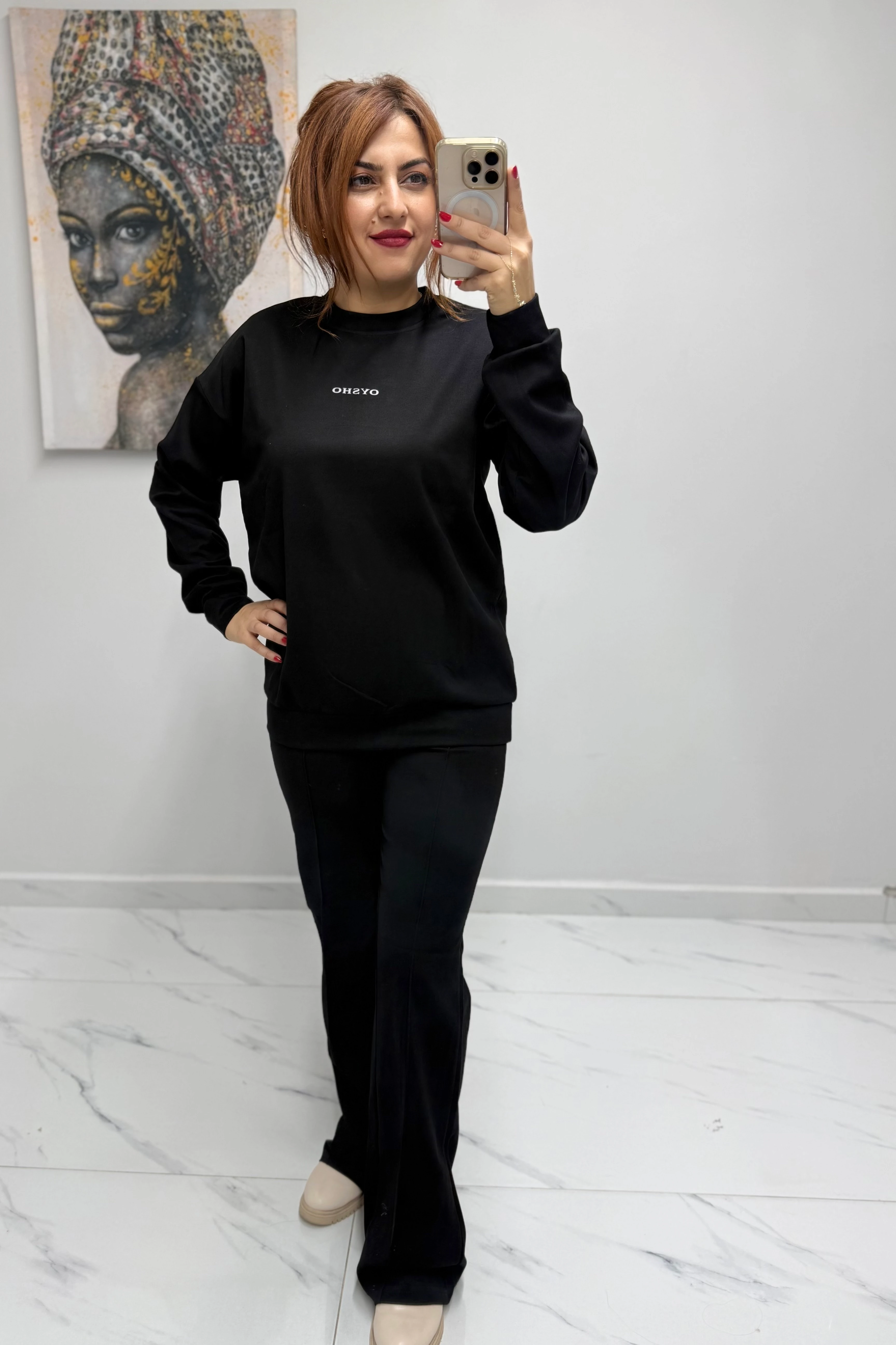 Önü Yazı Baskılı Palazzo İkili Takım