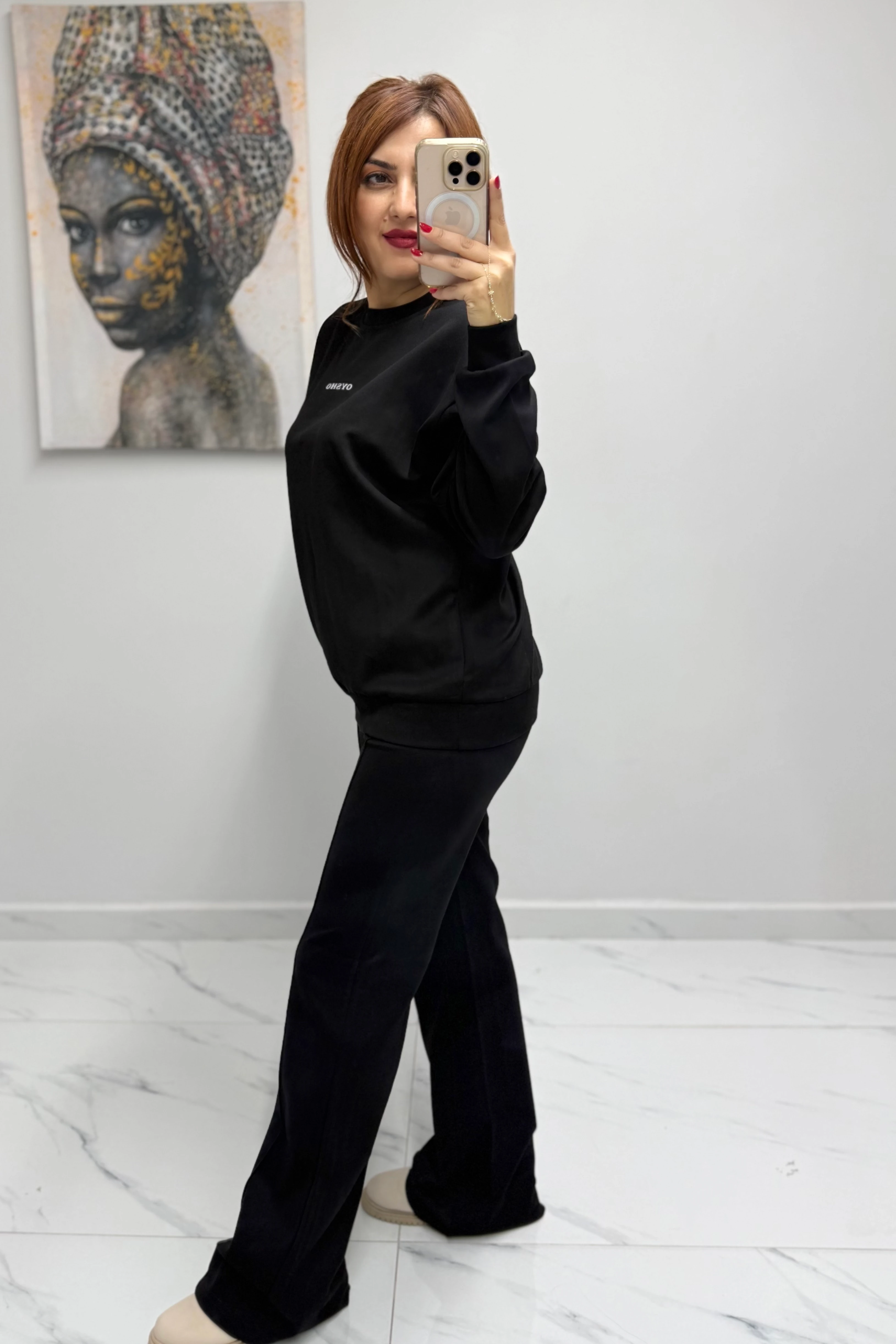 Önü Yazı Baskılı Palazzo İkili Takım