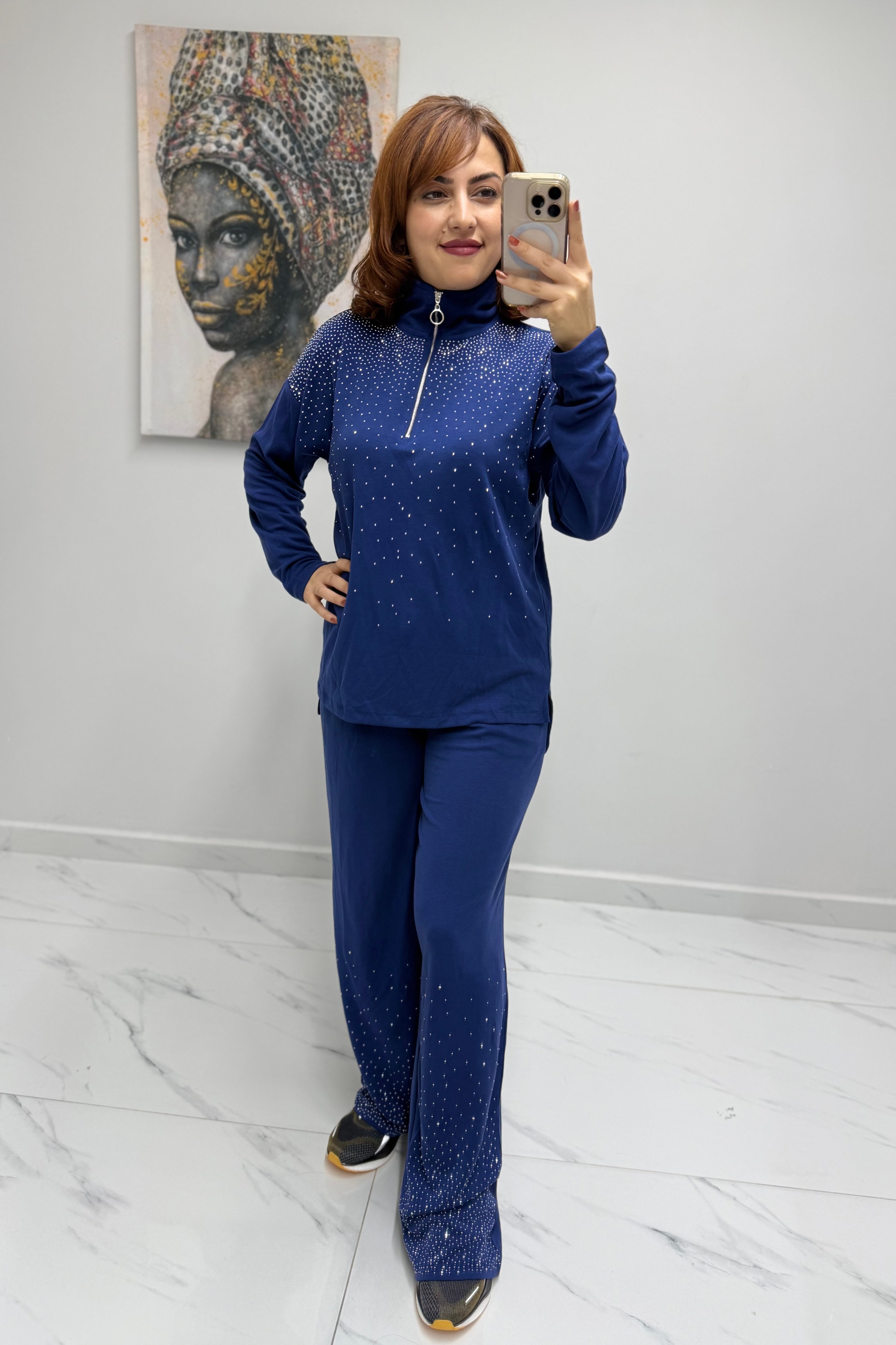 Fermuarlı Taşlı Takım