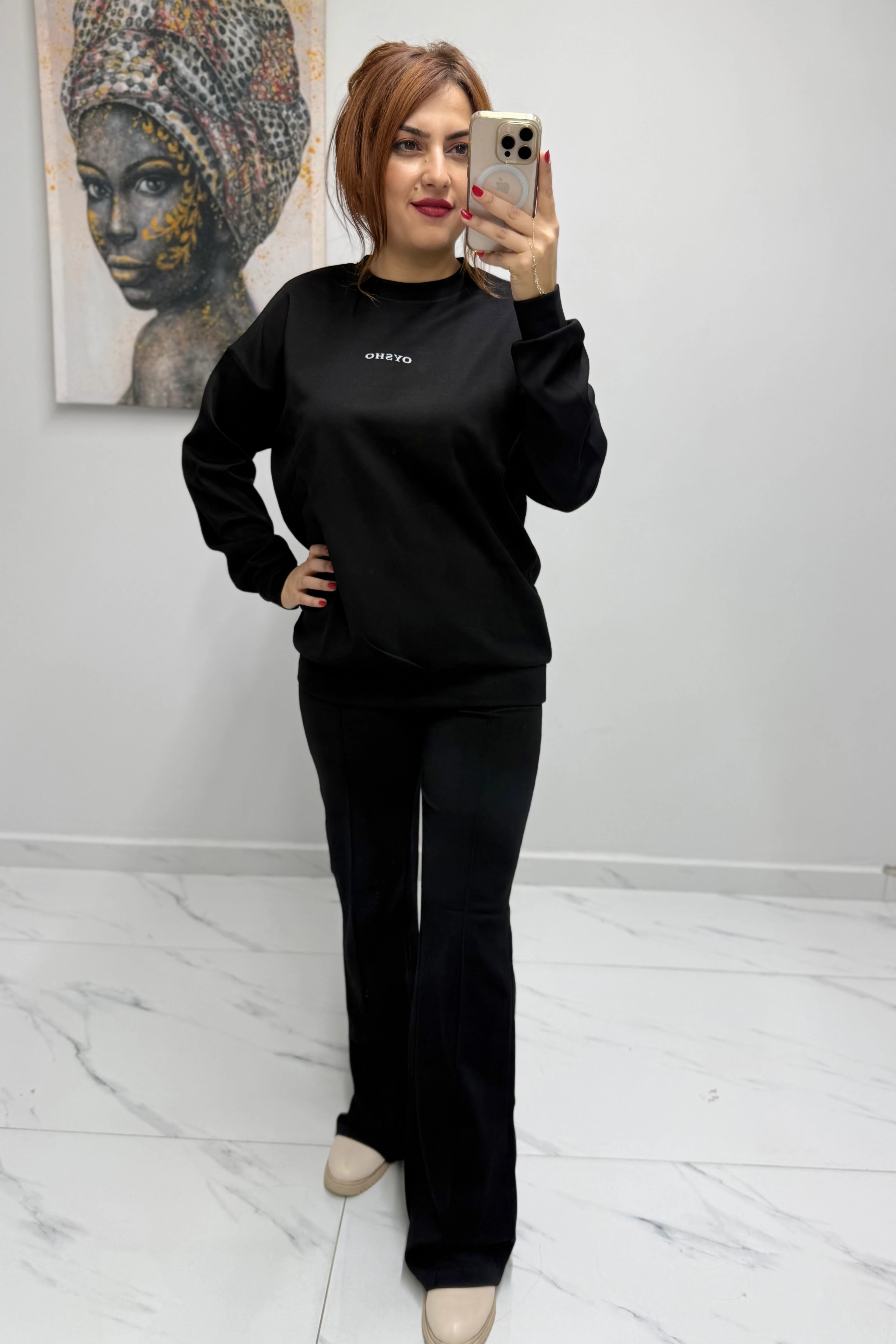 Önü Yazı Baskılı Palazzo İkili Takım