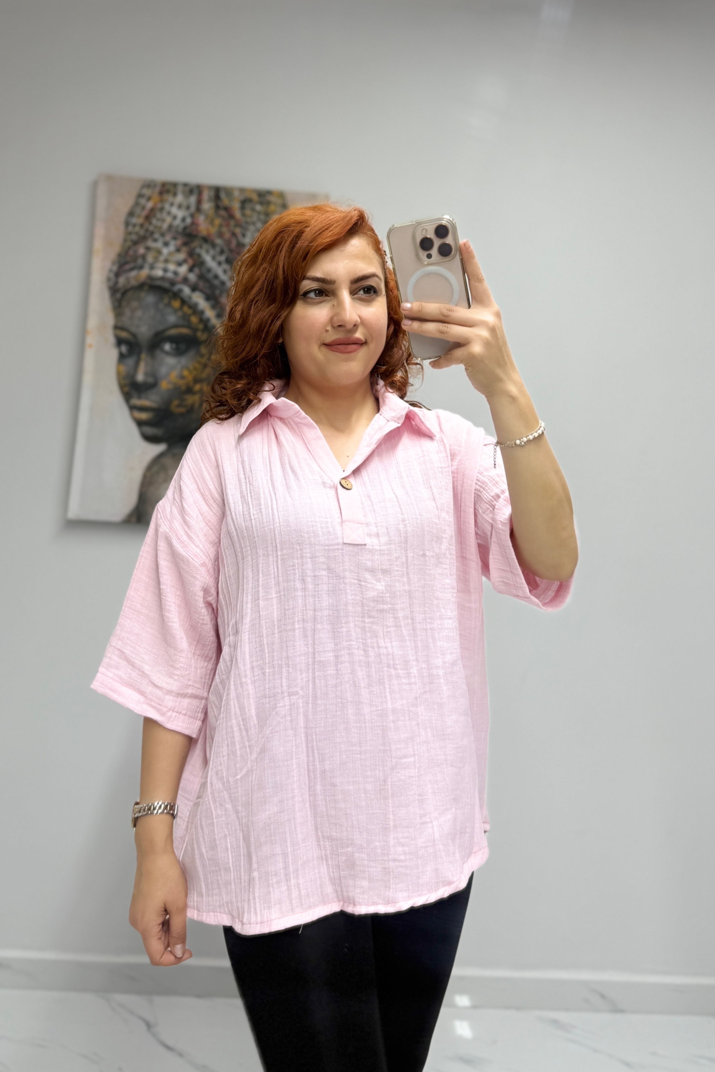 Üç Düğmeli Müslin Bluz