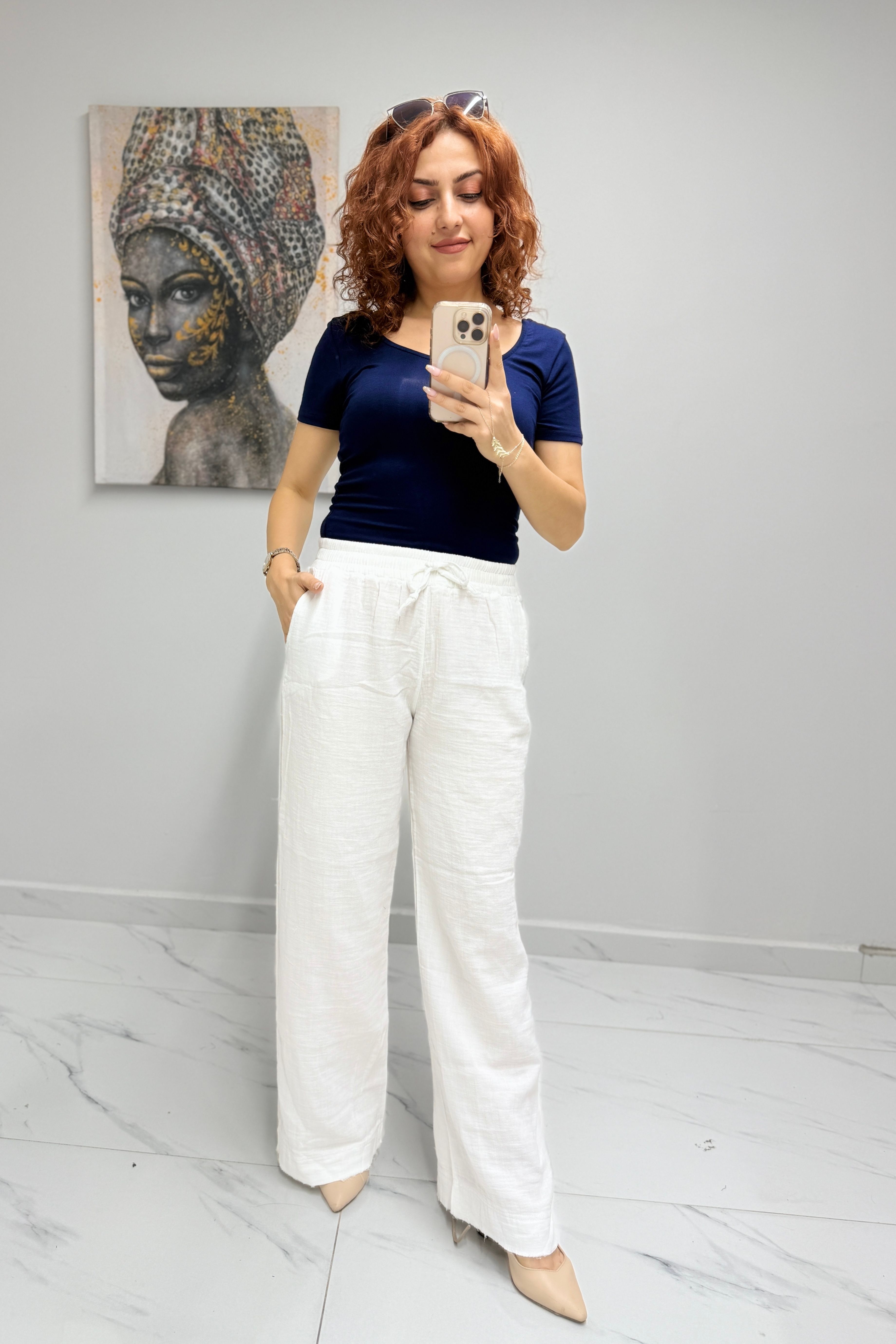 Paçası Püsküllü Müslin Pantolon