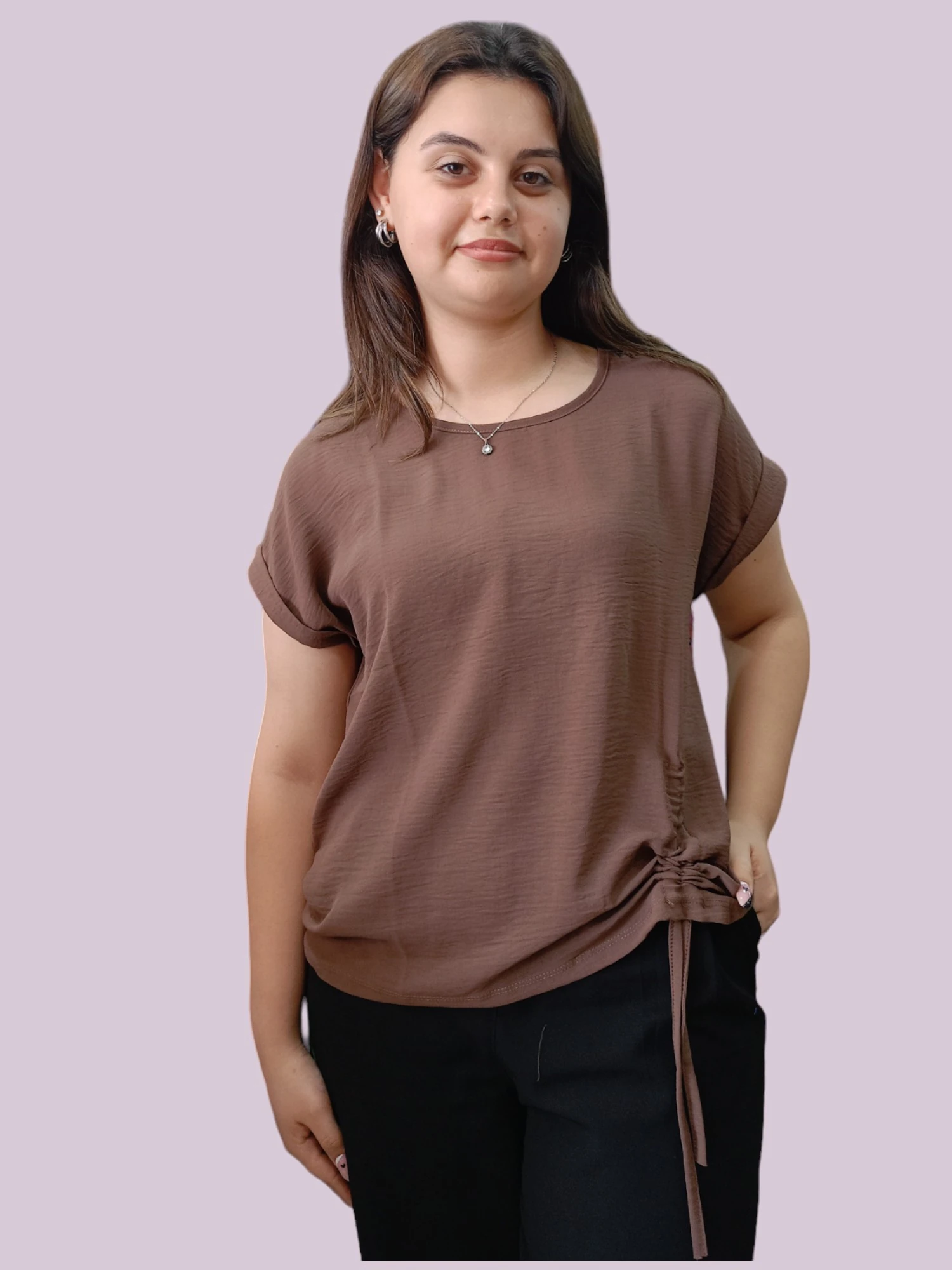 Yan Büzgülü Ayrobin Bluz