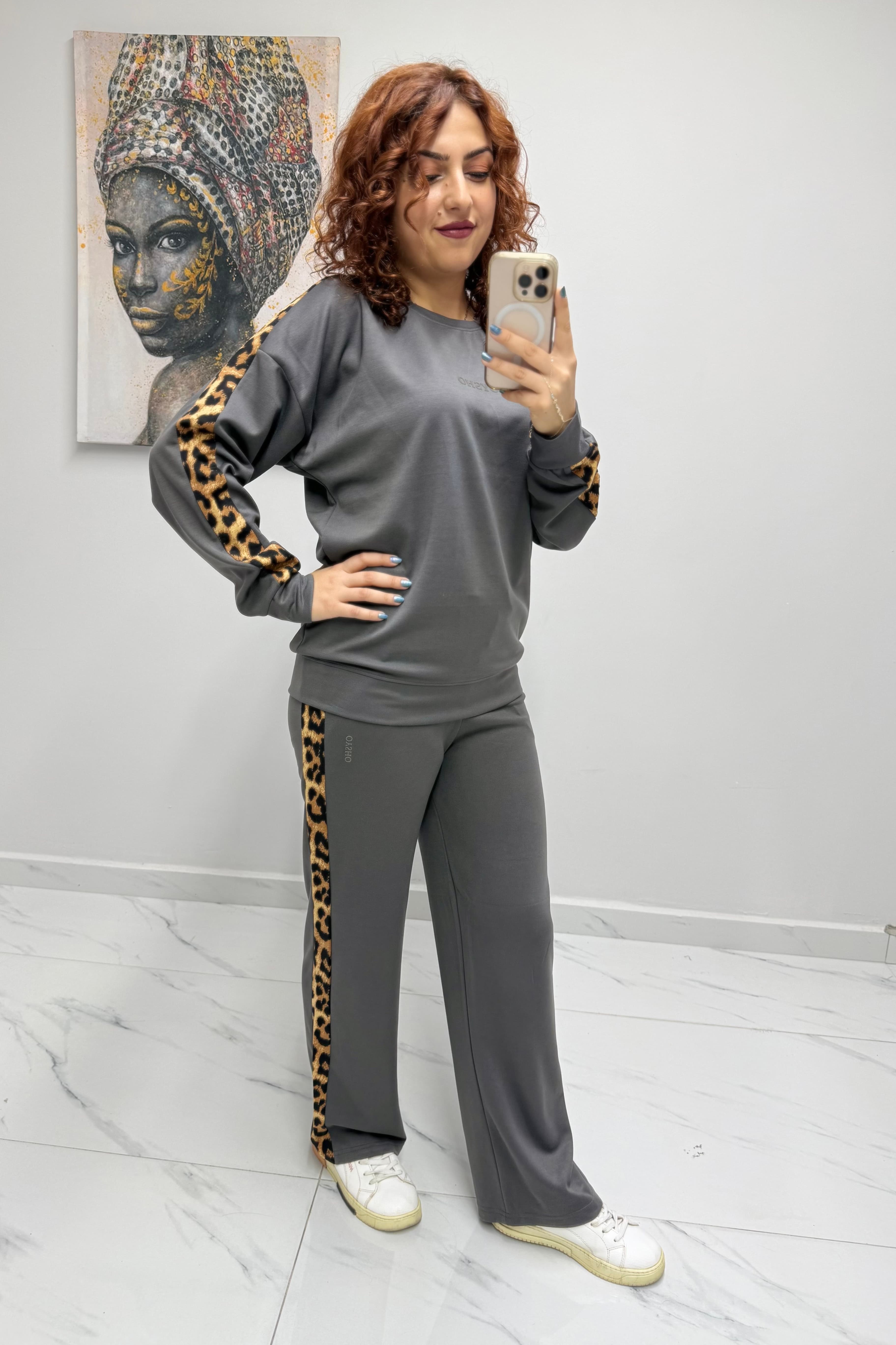 Leopar Şeritli Alt Palazzo Takım