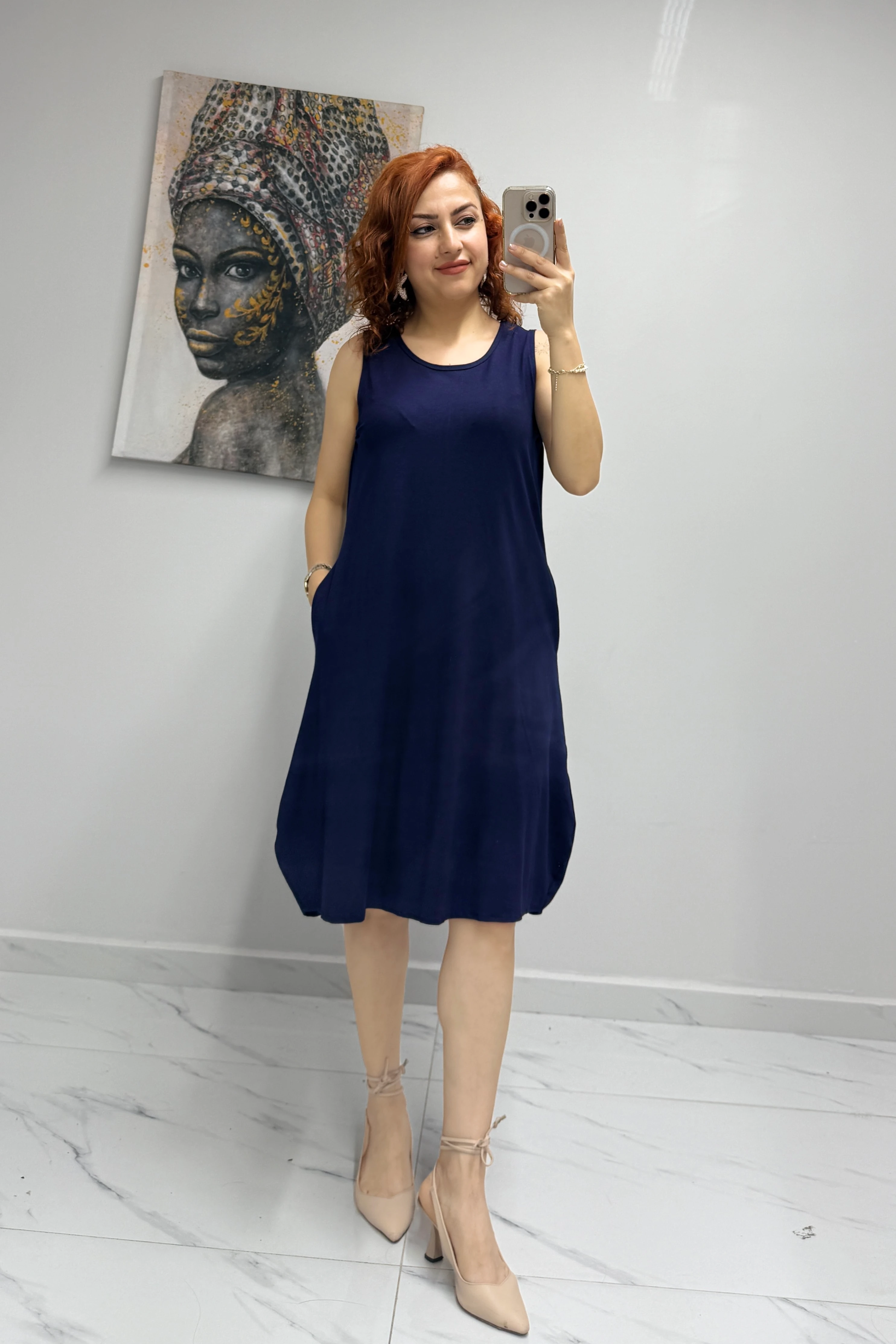 Cepli Askılı Penye Elbise