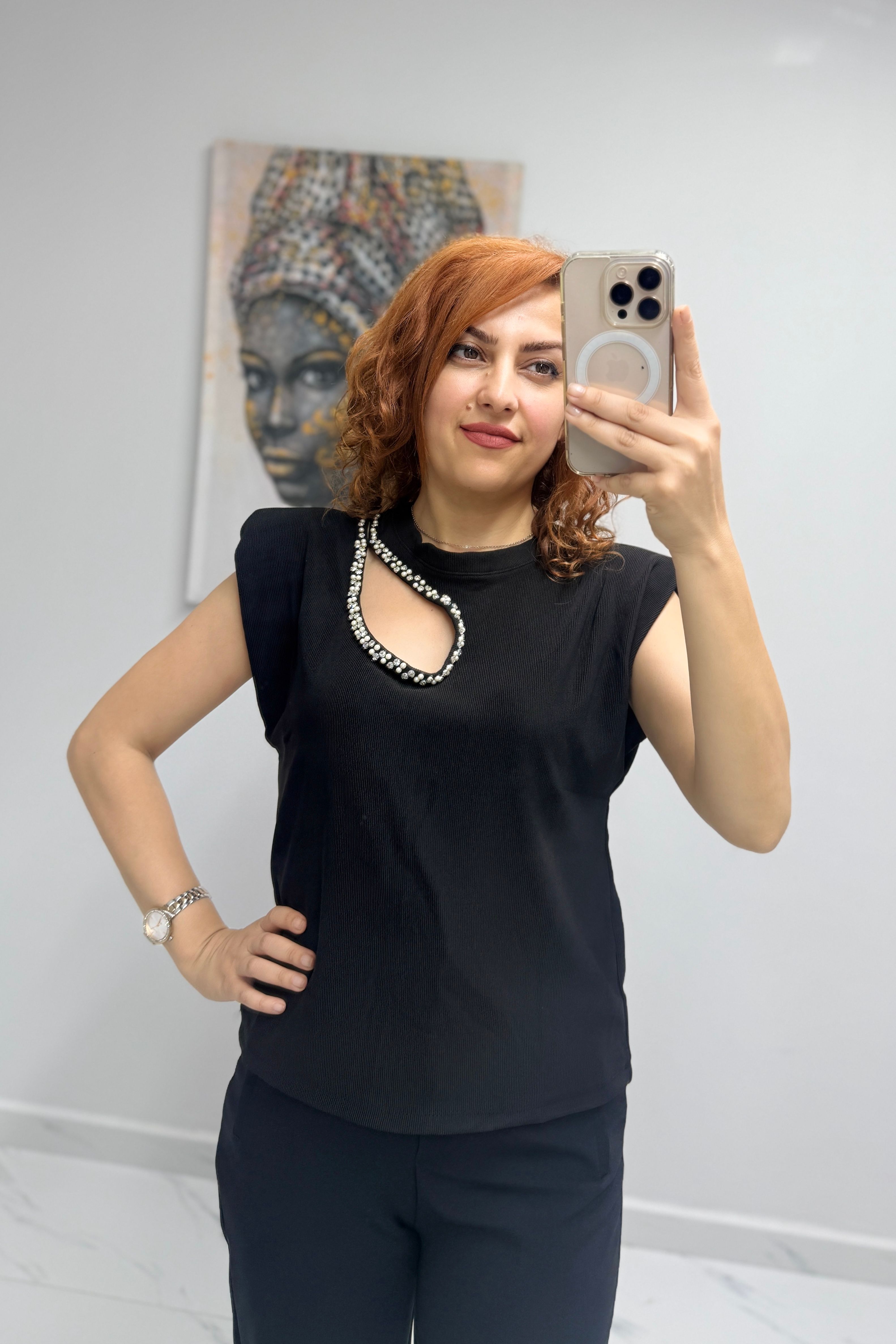 Damla Yaka Vatkalı Bluz