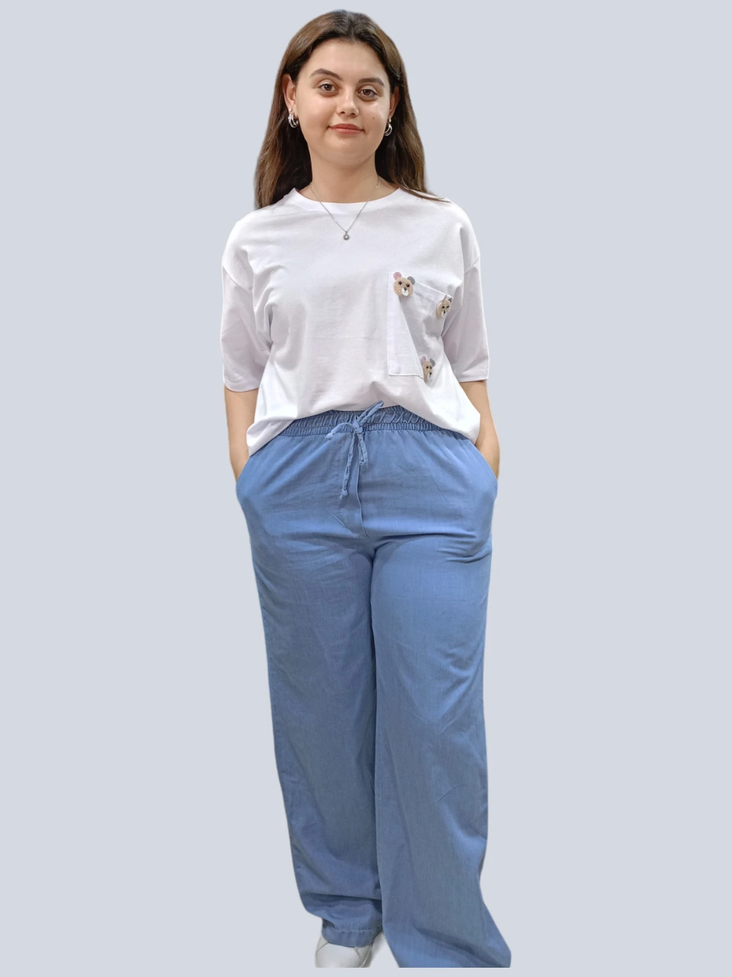 Tensel Bol Paça İnce Kot Pantolon