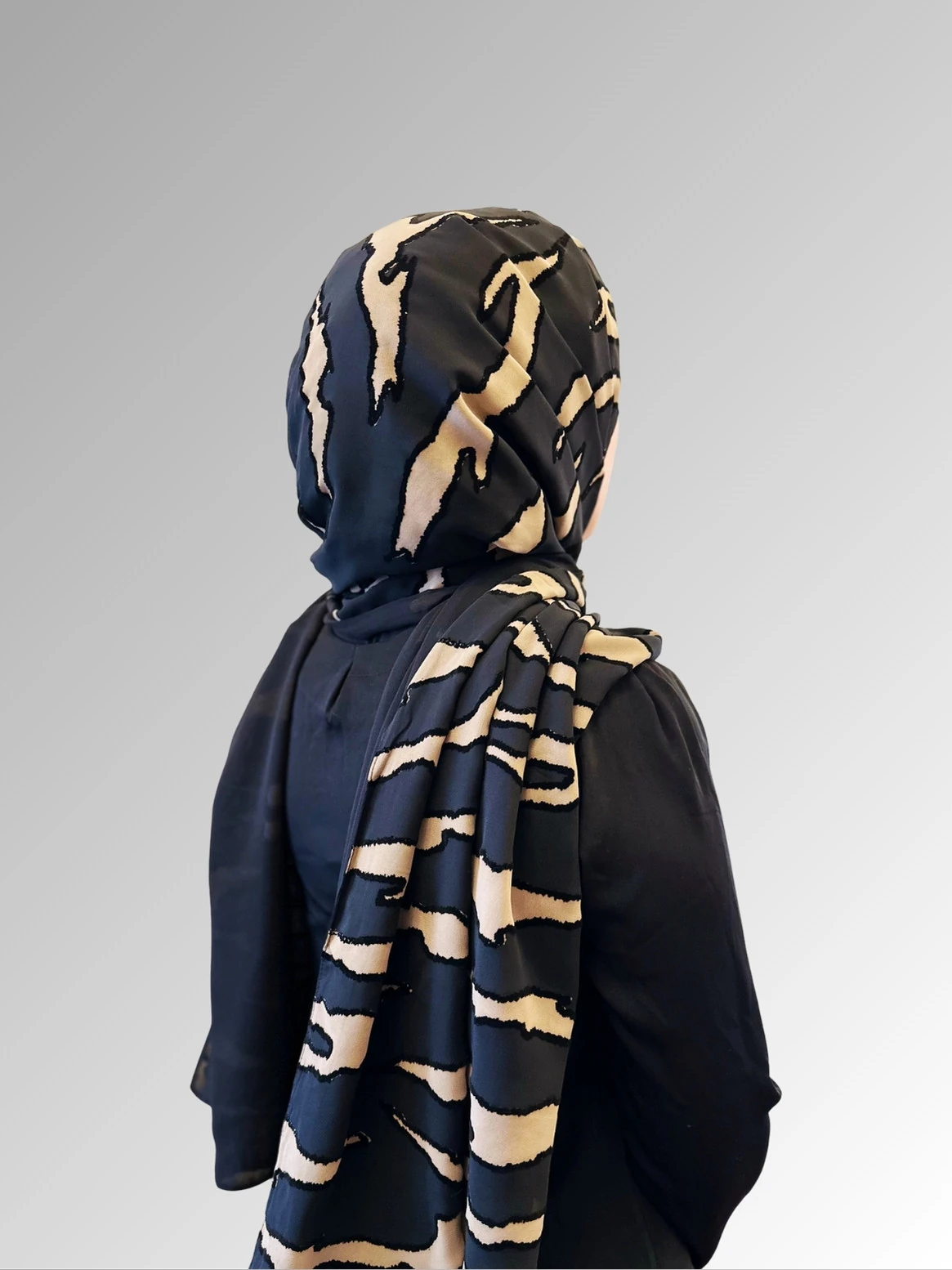 Zebra Desenli Şifon Şal - Siyah