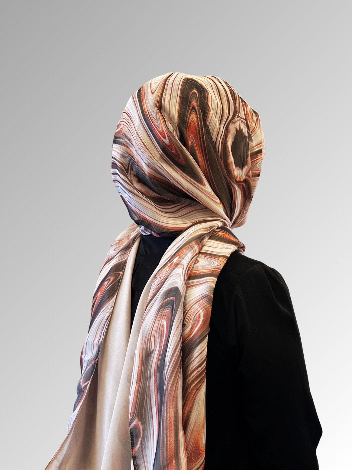 Soyut Desenli Şifon Şal