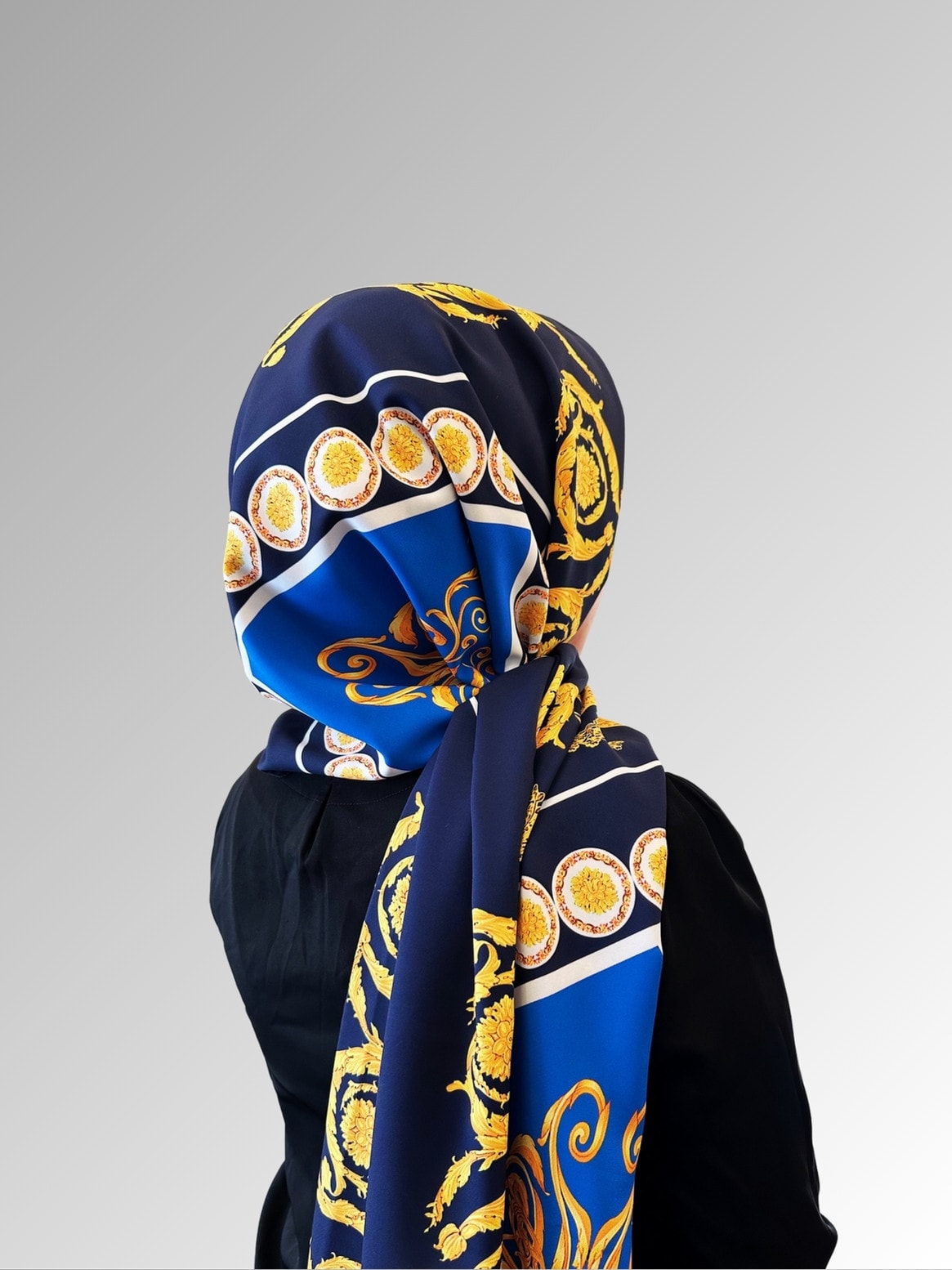 Kare ve Daire Desenli Krep Şal