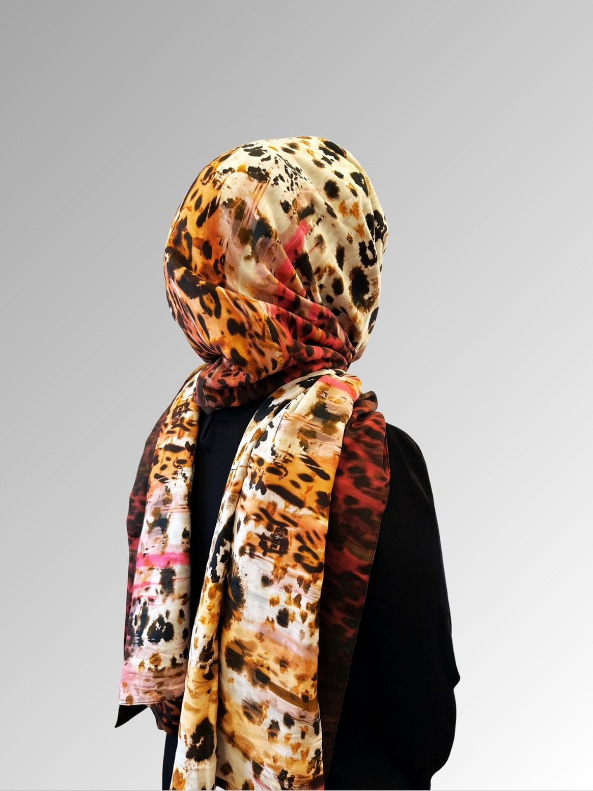 Leopar Desenli Şifon Şal