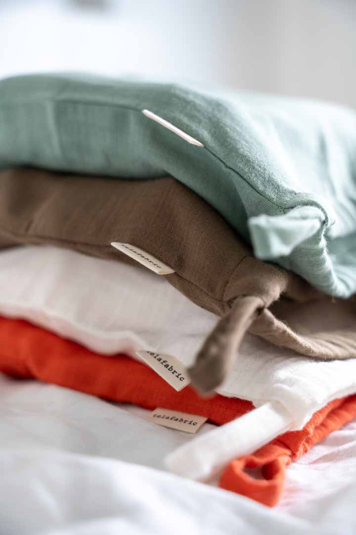 BAĞCIKLI MÜSLİN YASTIK KILIFI SETİ 4 RENK SEÇENEĞİ