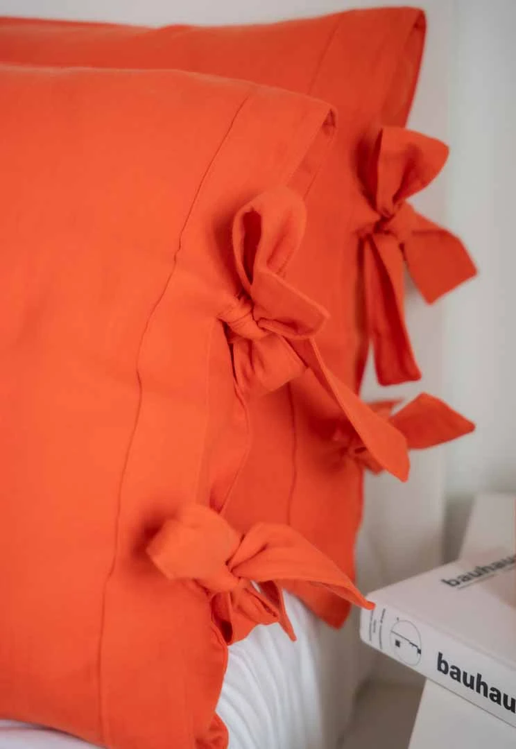 BAĞCIKLI MÜSLİN YASTIK KILIFI SETİ 4 RENK SEÇENEĞİ