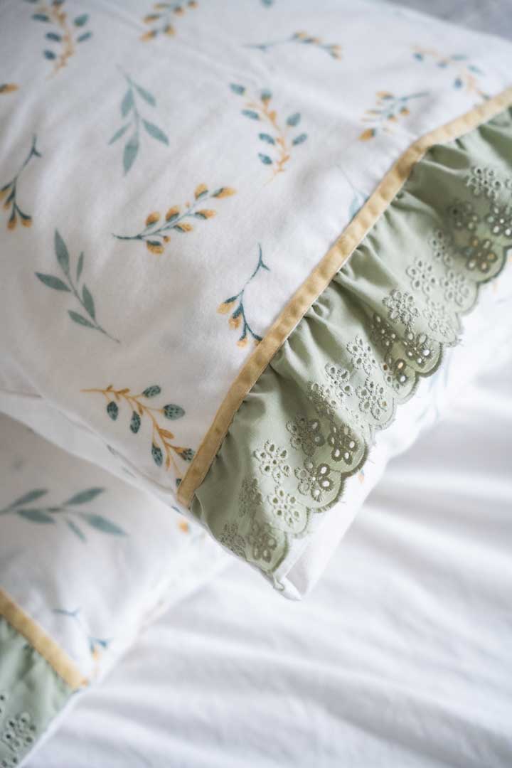 %100 PAMUK FİSTO DETAYLI PAZEN YASTIK KILIFI SETİ | 2’Lİ SET & KESE | Telafabric