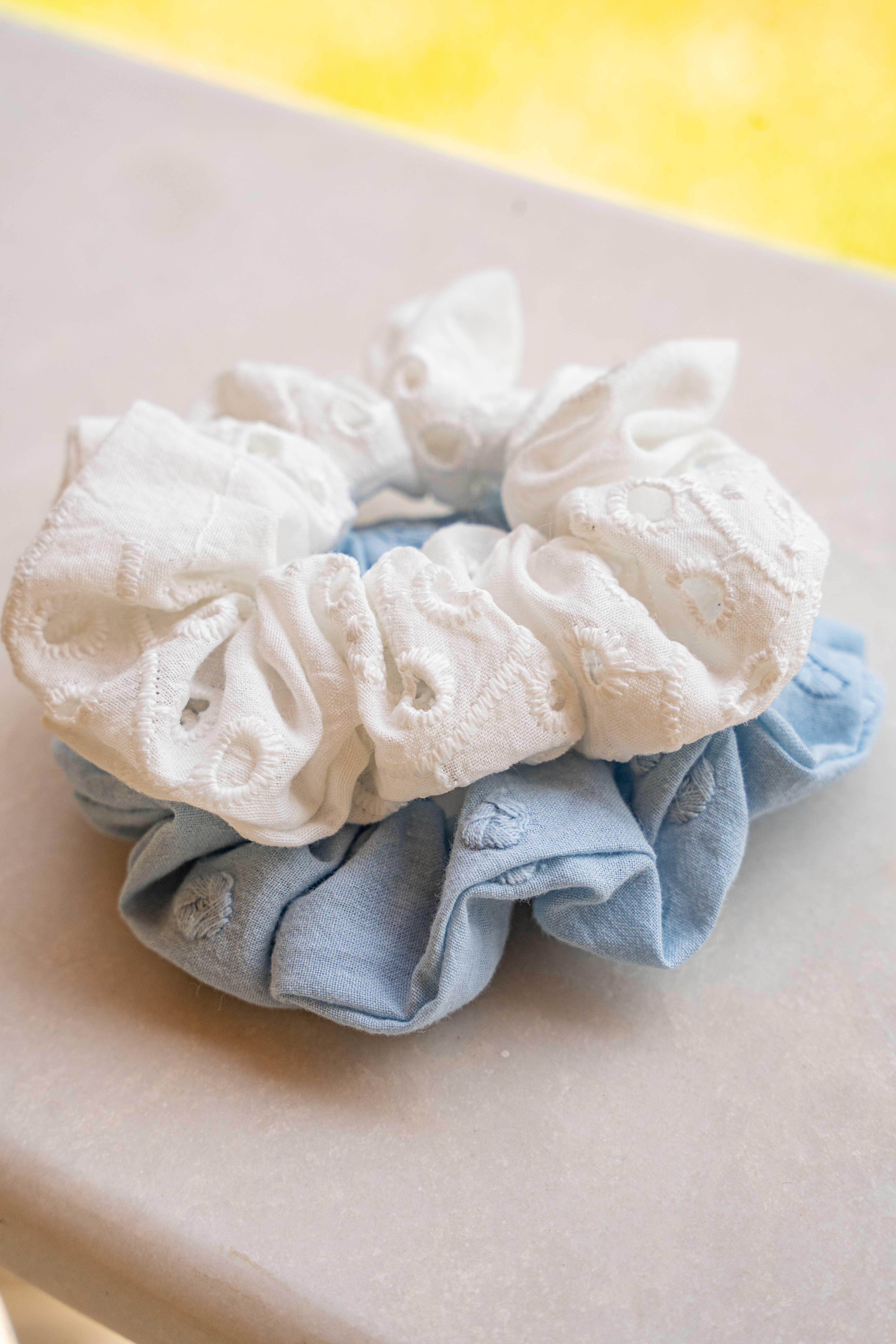 2’Lİ LASTİK TOKA (SCRUNCHIE) SETİ - PAMUK & KETEN LASTİK TOKA SETİ 