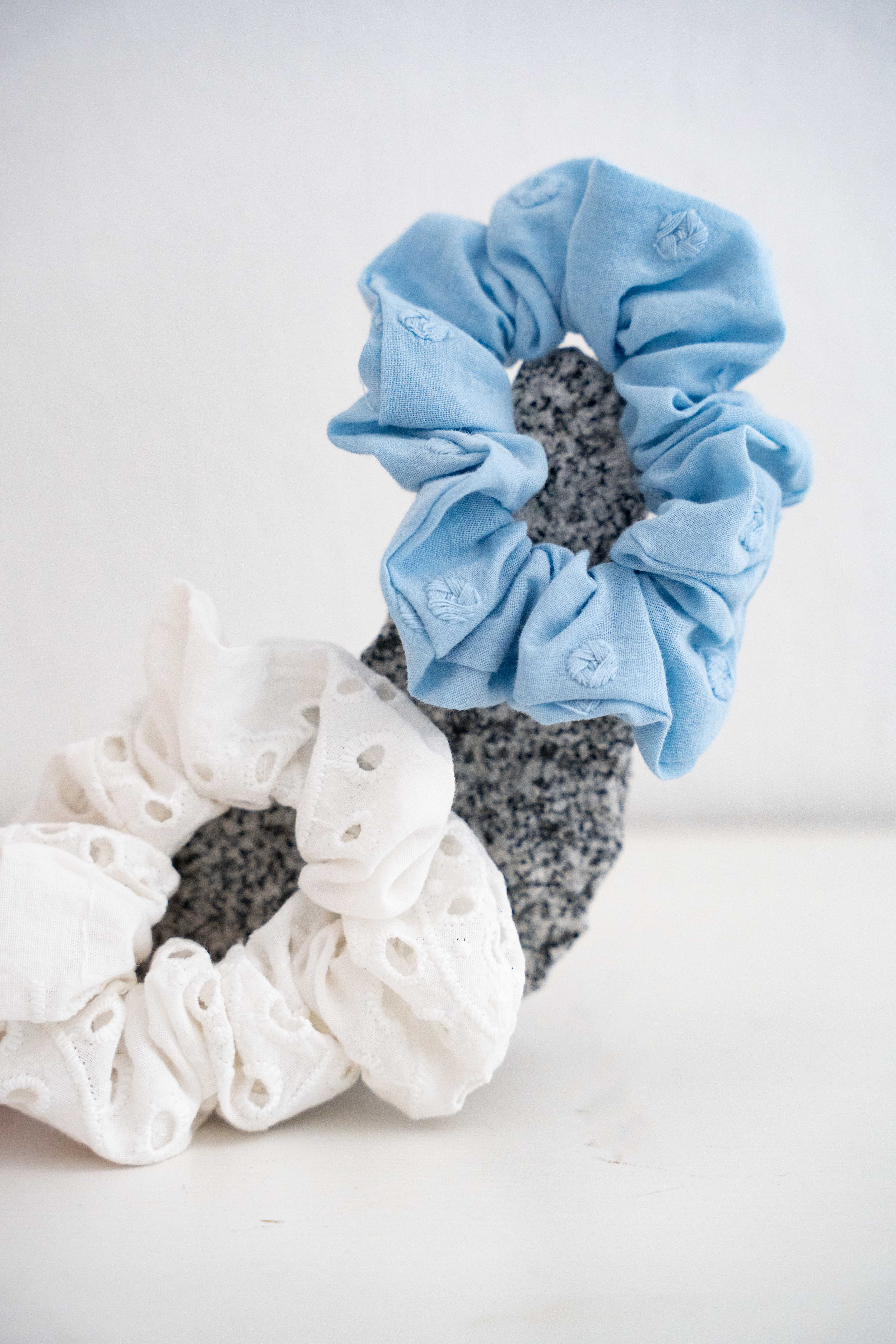 2’Lİ LASTİK TOKA (SCRUNCHIE) SETİ - PAMUK & KETEN LASTİK TOKA SETİ 