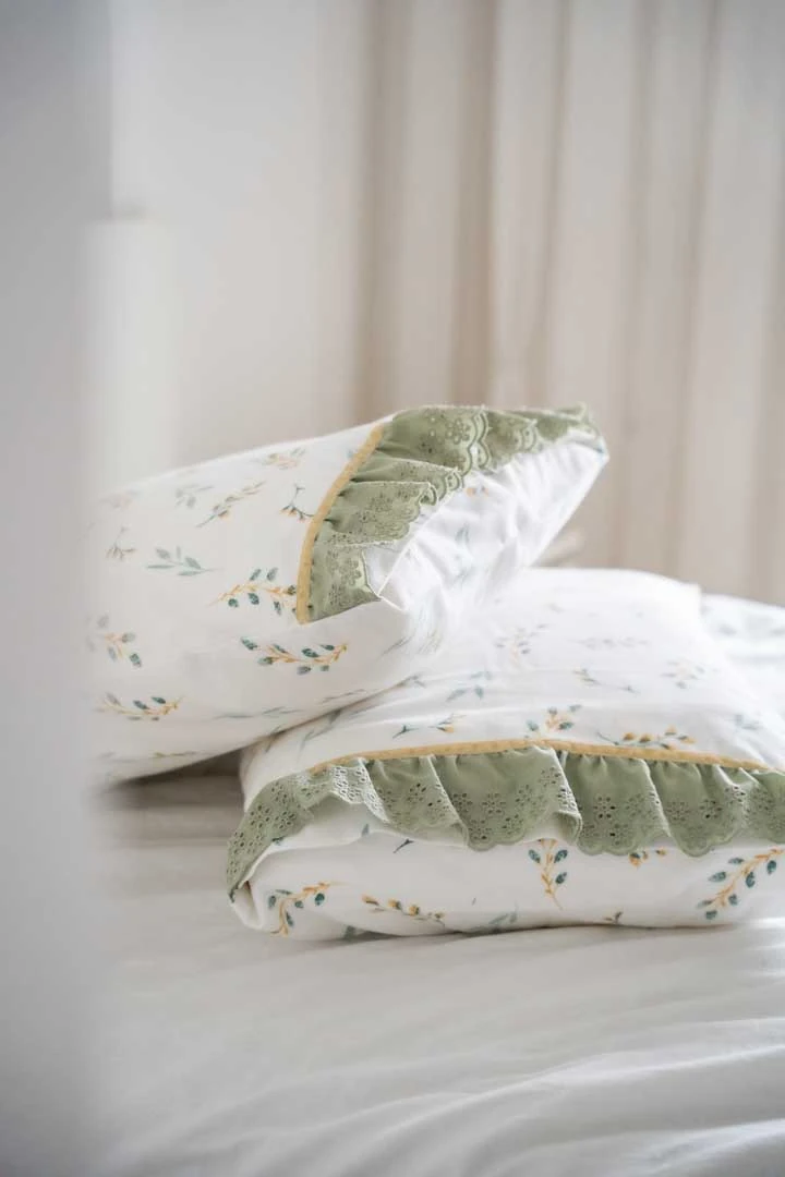 %100 PAMUK FİSTO DETAYLI PAZEN YASTIK KILIFI SETİ | 2’Lİ SET & KESE | Telafabric