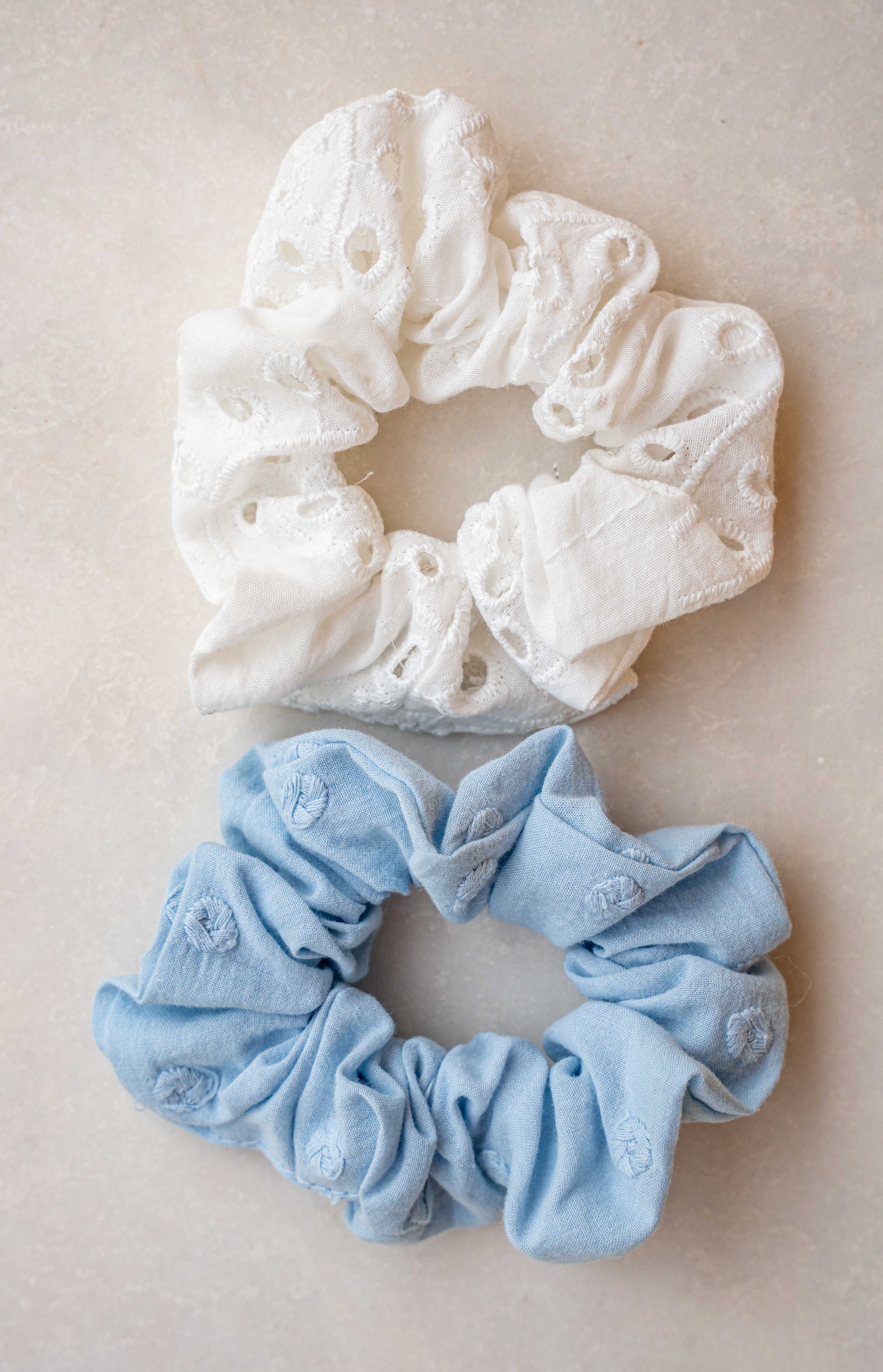 2’Lİ LASTİK TOKA (SCRUNCHIE) SETİ - PAMUK & KETEN LASTİK TOKA SETİ 