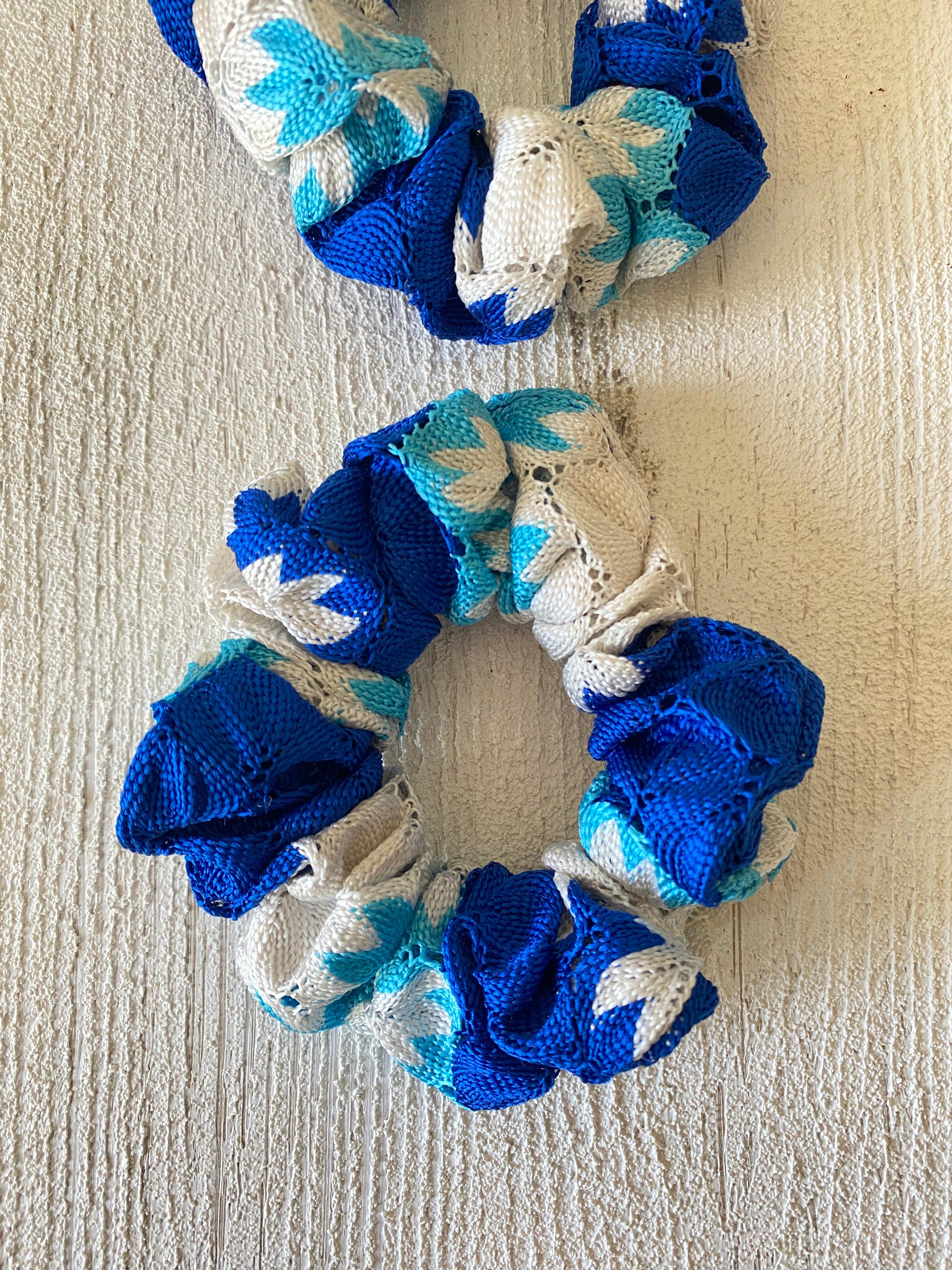 MAVİLİ TRİKO 2'Lİ SCRUNCHIE SETİ ( LASTİK TOKA SETİ )