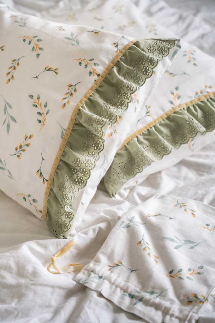 %100 PAMUK FİSTO DETAYLI PAZEN YASTIK KILIFI SETİ | 2’Lİ SET & KESE | Telafabric