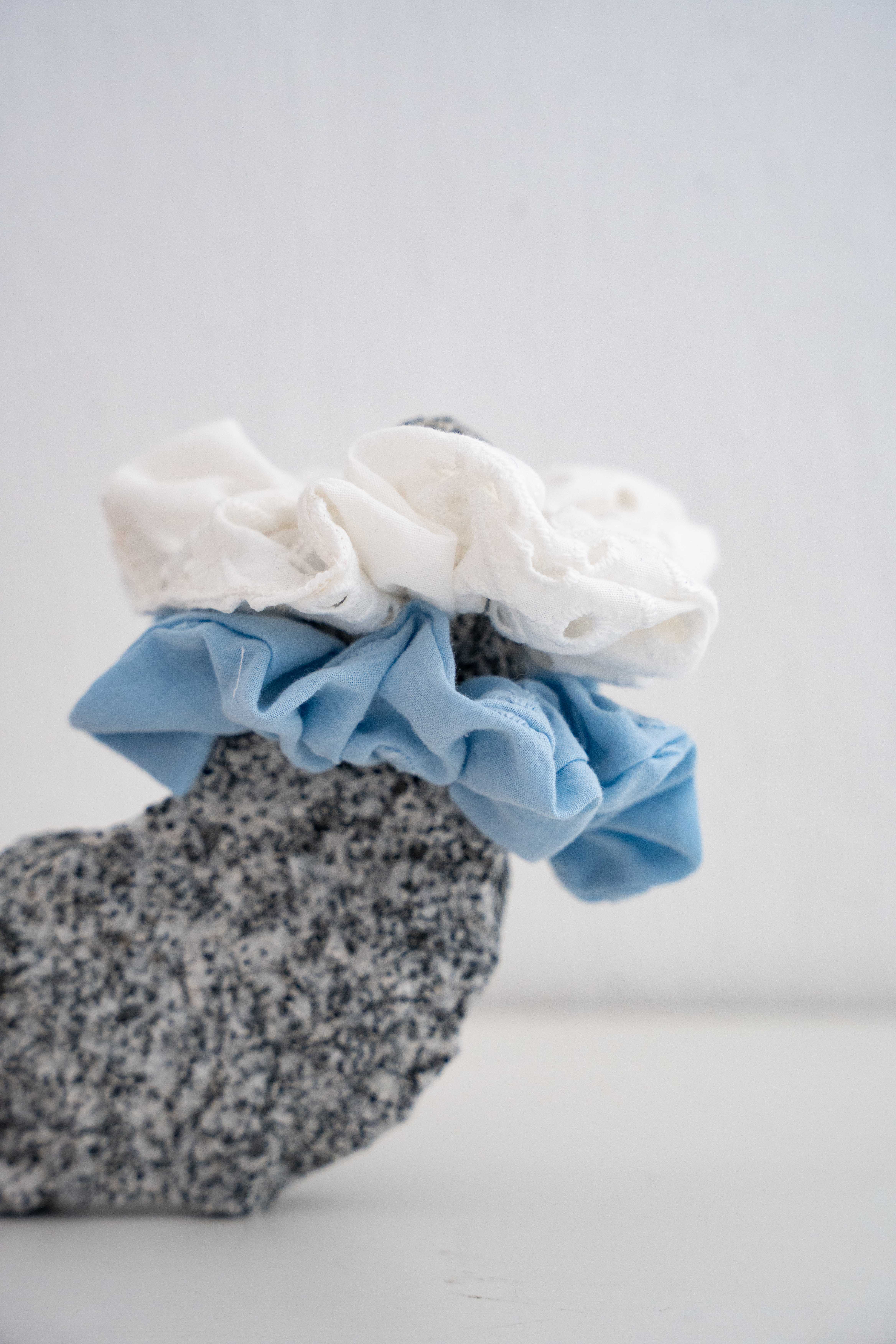 2’Lİ LASTİK TOKA (SCRUNCHIE) SETİ - PAMUK & KETEN LASTİK TOKA SETİ 