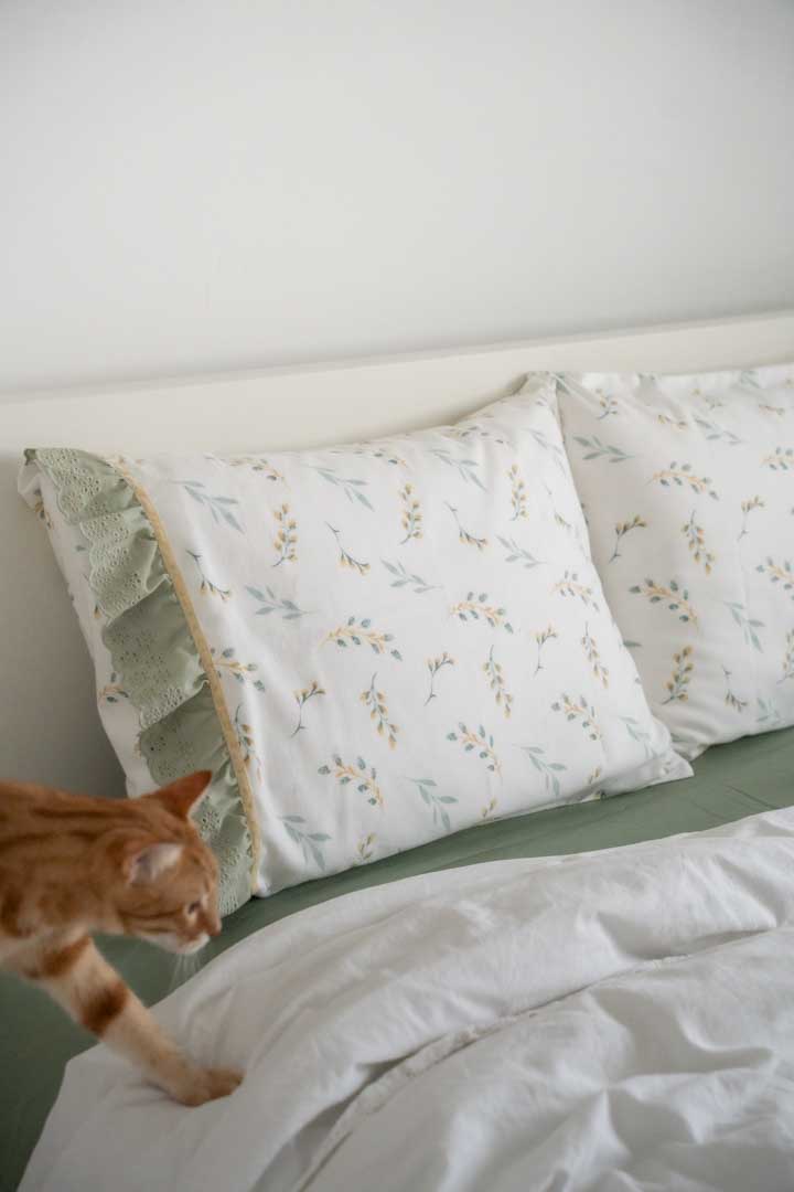 %100 PAMUK FİSTO DETAYLI PAZEN YASTIK KILIFI SETİ | 2’Lİ SET & KESE | Telafabric