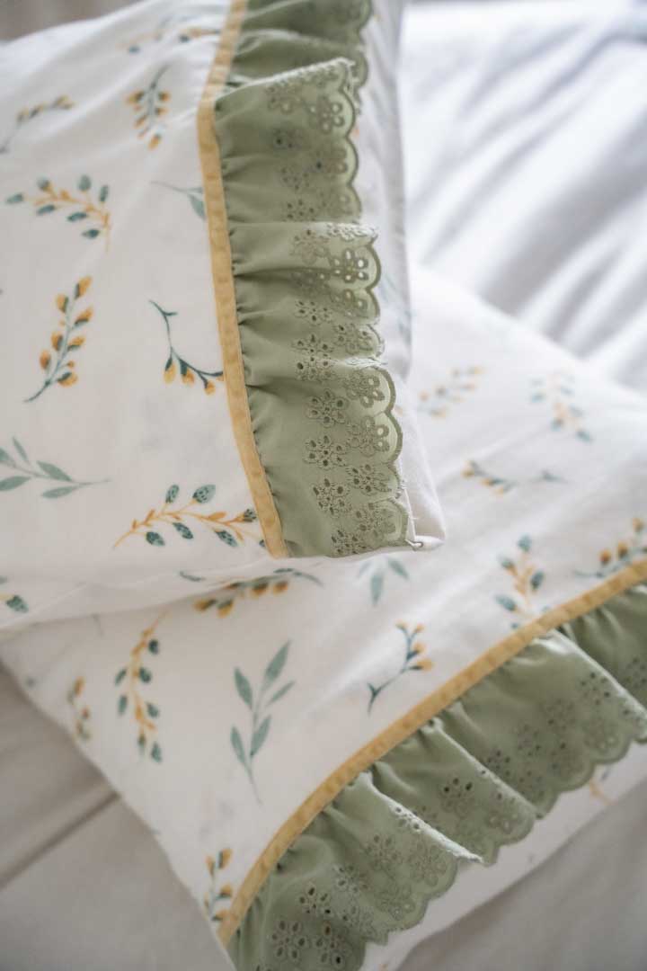 %100 PAMUK FİSTO DETAYLI PAZEN YASTIK KILIFI SETİ | 2’Lİ SET & KESE | Telafabric