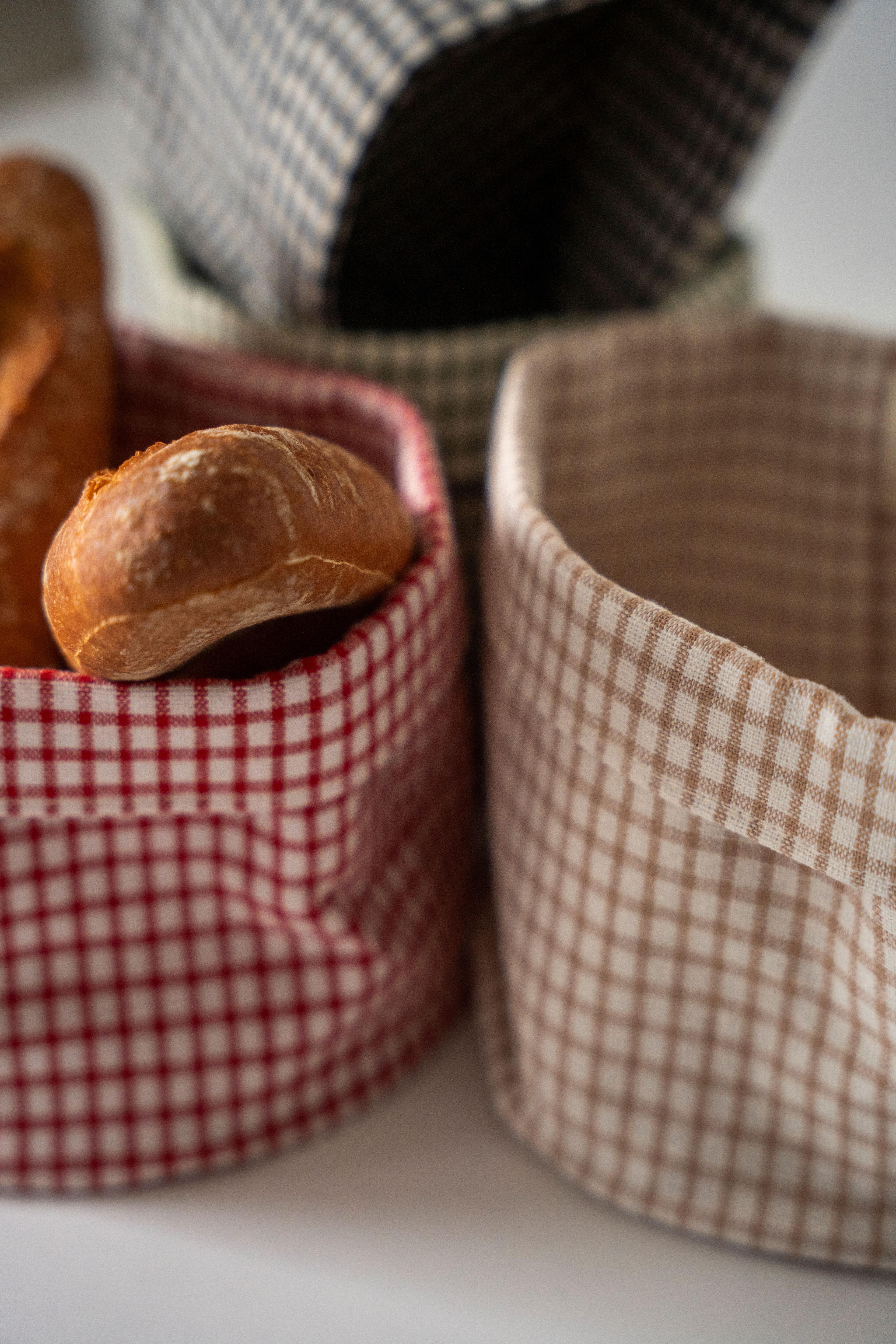 PÖTİKARE BULDAN KETENİ EKMEK SEPETİ ( KIRMIZI )