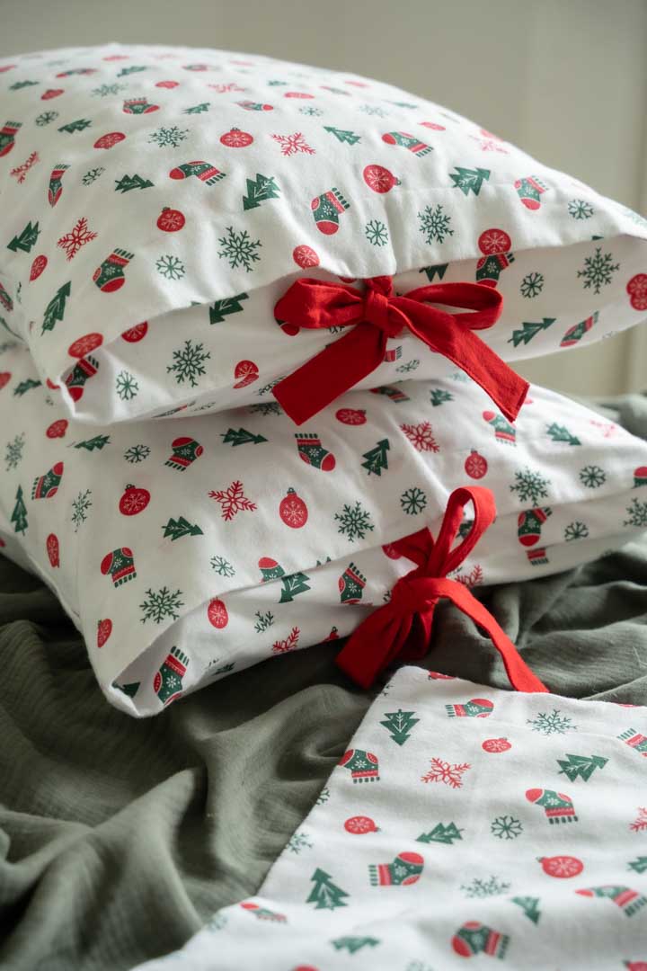 %100 PAMUK YILBAŞI ÖZEL YASTIK KILIFI SETİ PAZEN FLANEL