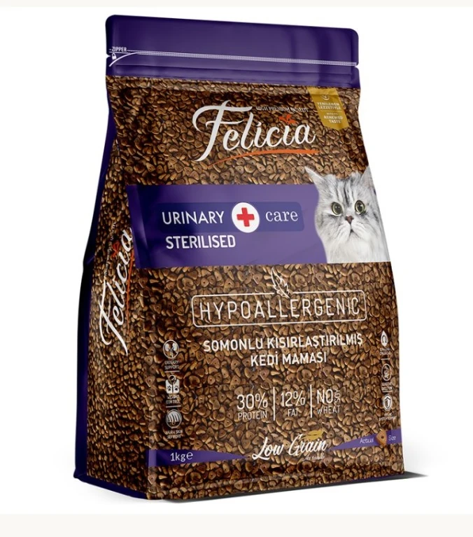 Felicia Az Tahıllı 1 Kg Sterilised Somonlu HypoAllergenic Kedi Maması