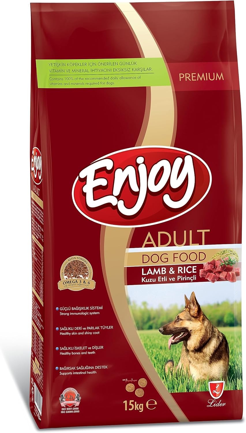 Enjoy Kuzu Etli ve Pirinçli, Yetişkin Köpek Maması 15 Kg