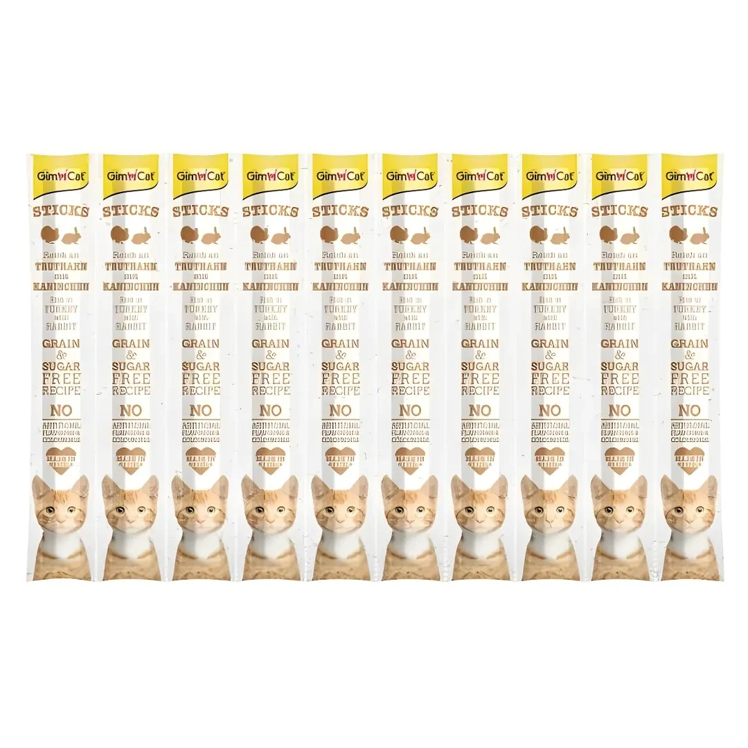 GimCat Sticks Hindi ve Tavşan Etli Kedi Ödül Çubuğu 50gr (10'lu)