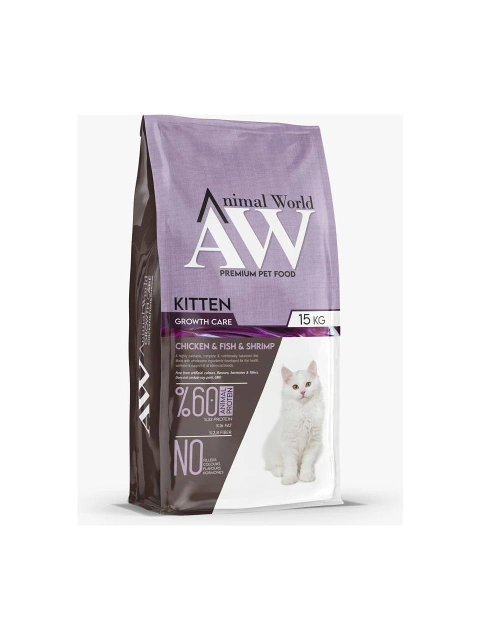 Animal World Kitten Growth Care Tavuk Etli, Balıklı ve Karidesli Yavru Kedi Maması 15kg