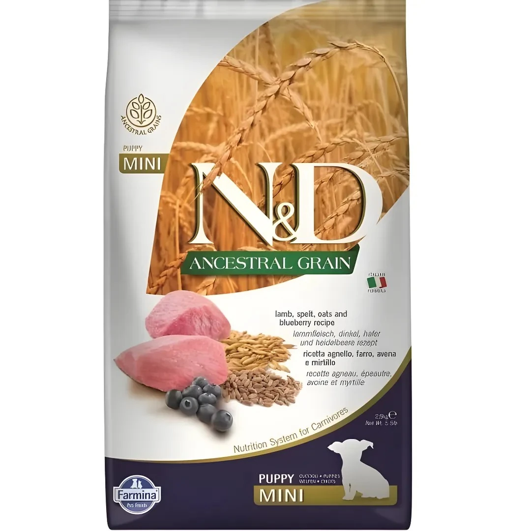 N&D Ancestral Grain Kuzu Etli Yaban Mersinli Küçük Irk Ata Tahıllı Yavru Köpek Maması 2,5kg