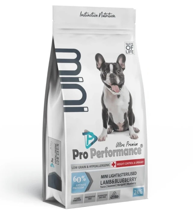 PRO PERFORMANCE Mini Irk Kuzu Etli ve Yaban Mersinli Light&Sterilised Yetişkin Köpek Maması 2 Kg