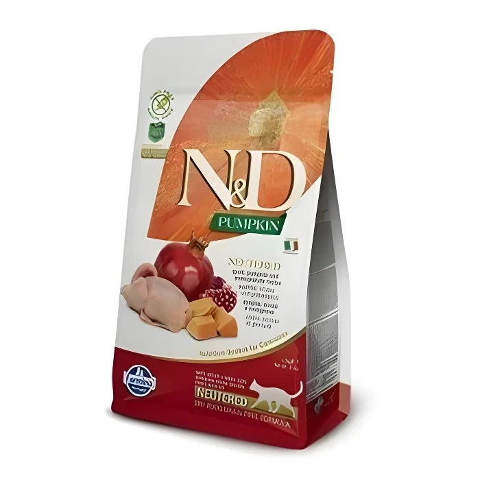 N&D Pumpkin Tahılsız Bıldırcın Etli Bal Kabaklı ve Narlı Kısırlaştırılmış Kedi Maması 1.5 Kg
